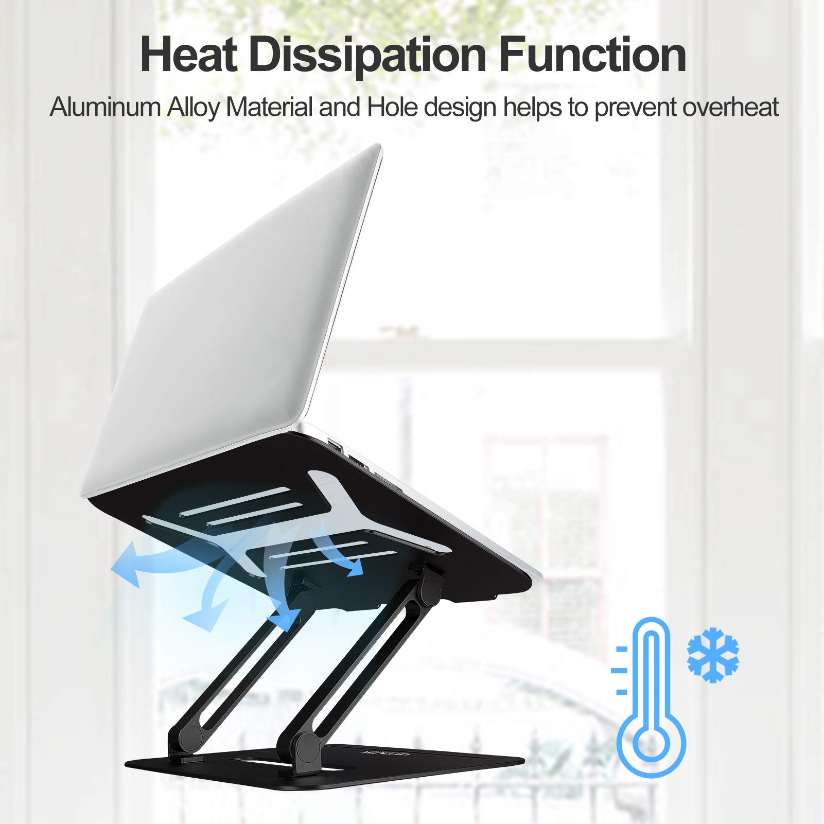Urmust Adjustable Aluminum Laptop Stand for Desk - Ergonomic Computer Riser Holder for MacBook Air/Pro, Ultrabooks & All 11-17 Inch Laptops (Black) | Perfect for Home Office, Gaming & Workspace Setup