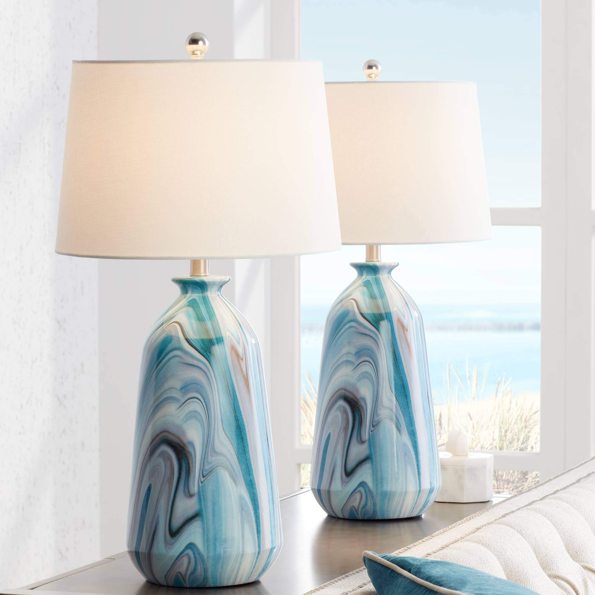 Carlton Modern Coastal Table Lamps Set of 2 - 28