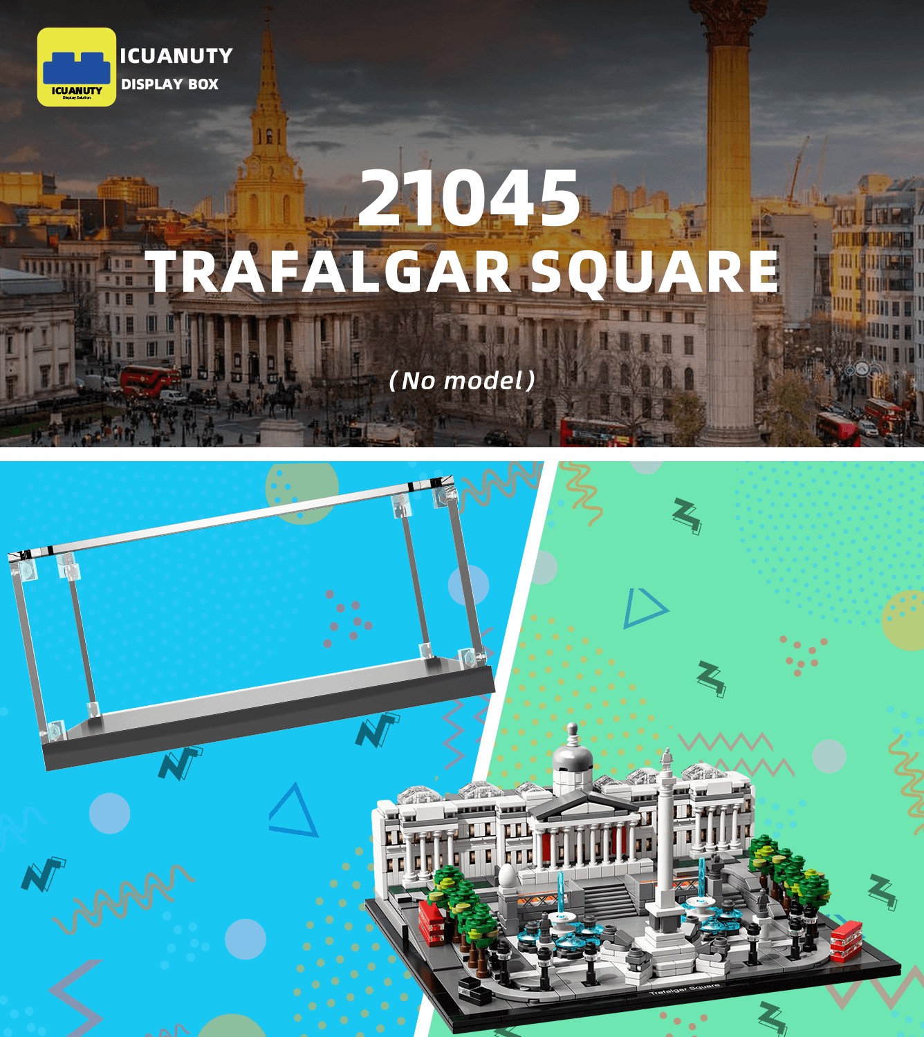 LEGO Architecture Trafalgar Square 21045 Display Case - Premium Acrylic Showcase for Collectible Building Sets - Perfect for Home Office Decor & Gift for LEGO Fans