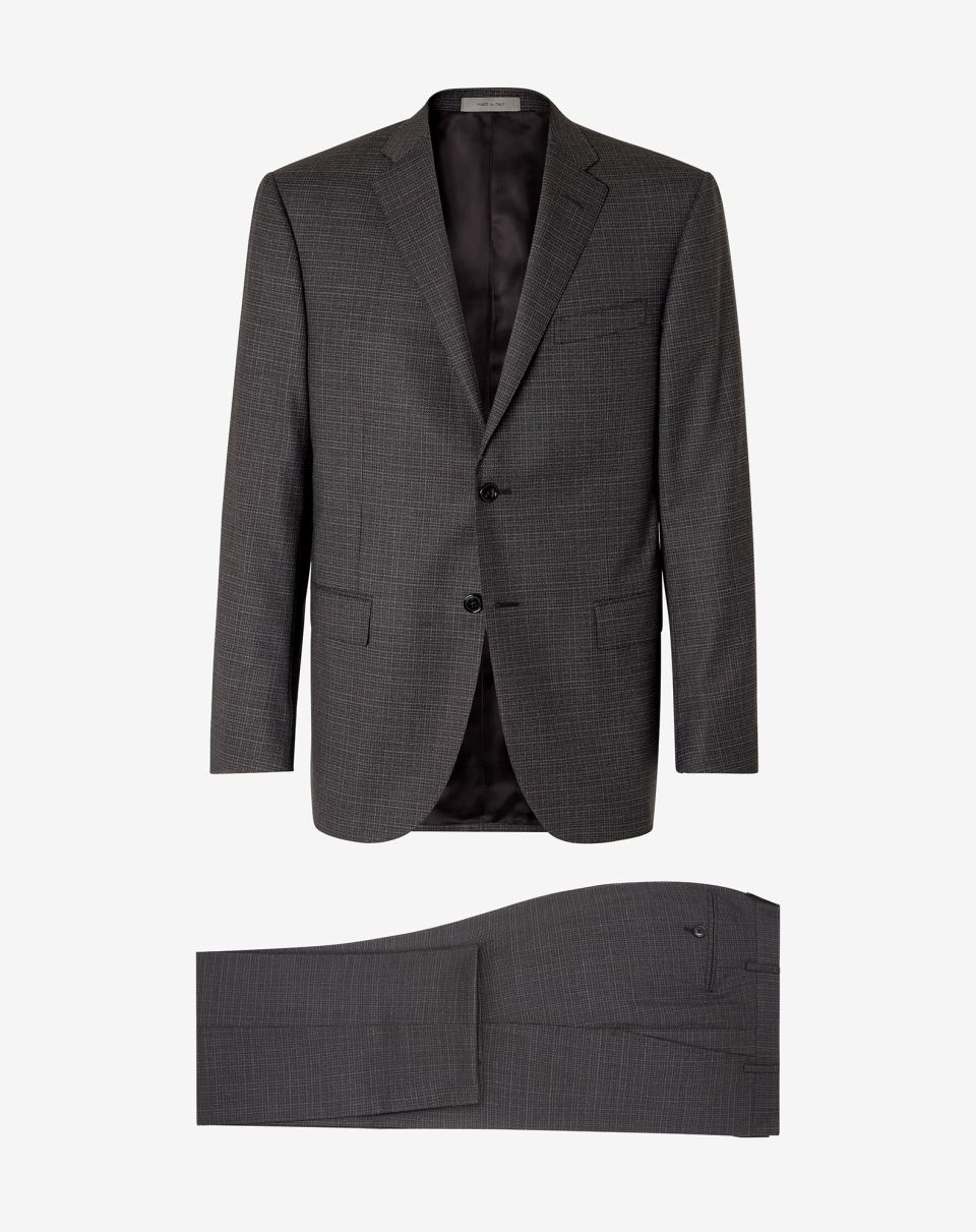 Premium CORNELIANI Check Leader Wool Suit for Men - Charcoal Gray Business Attire | Perfect for Office Meetings, Weddings & Formal Events