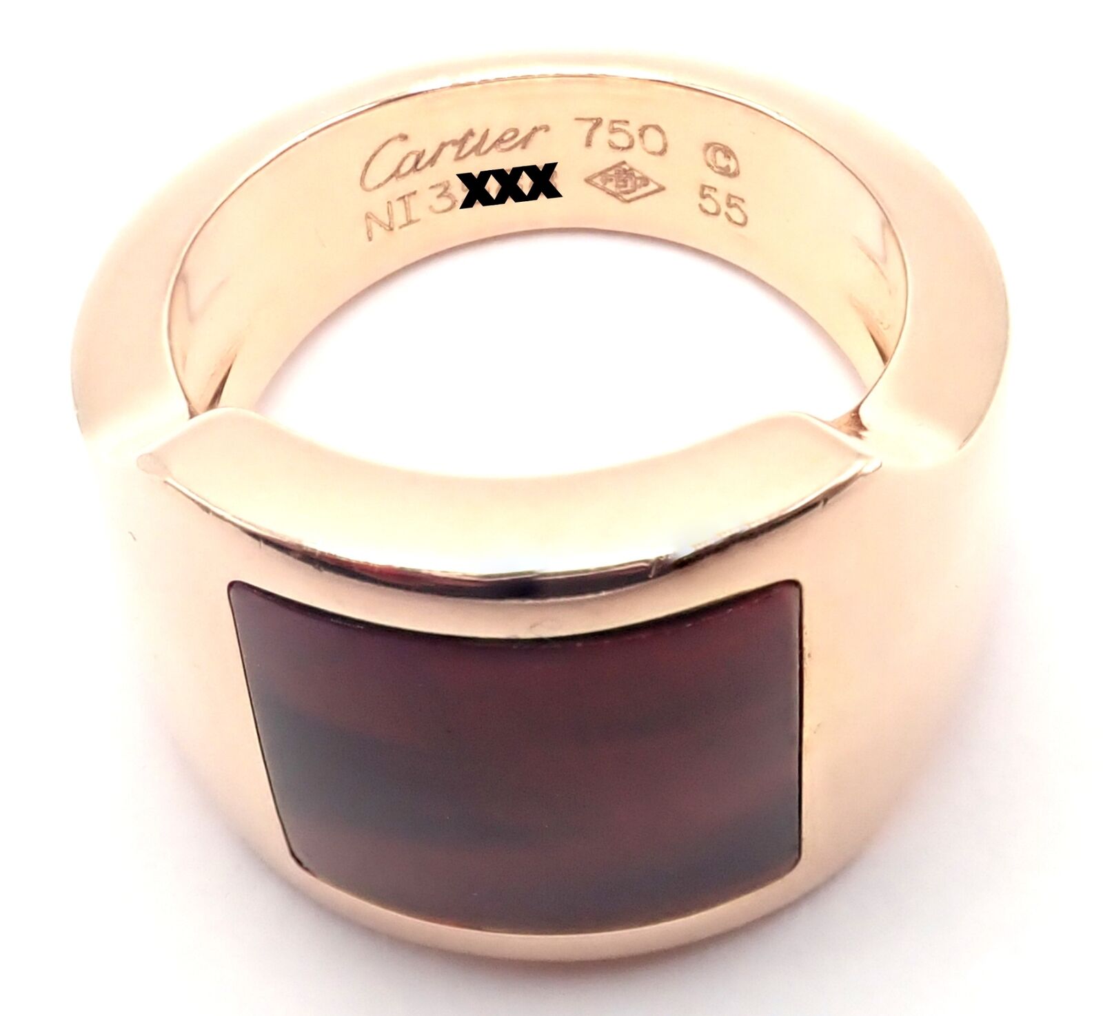 Authentic Cartier 18k Rose Gold Santos Dumont Bull Eye Quartz Ring with Certificate - Luxury Jewelry for Women, Perfect for Weddings, Anniversaries & Special Occasions
