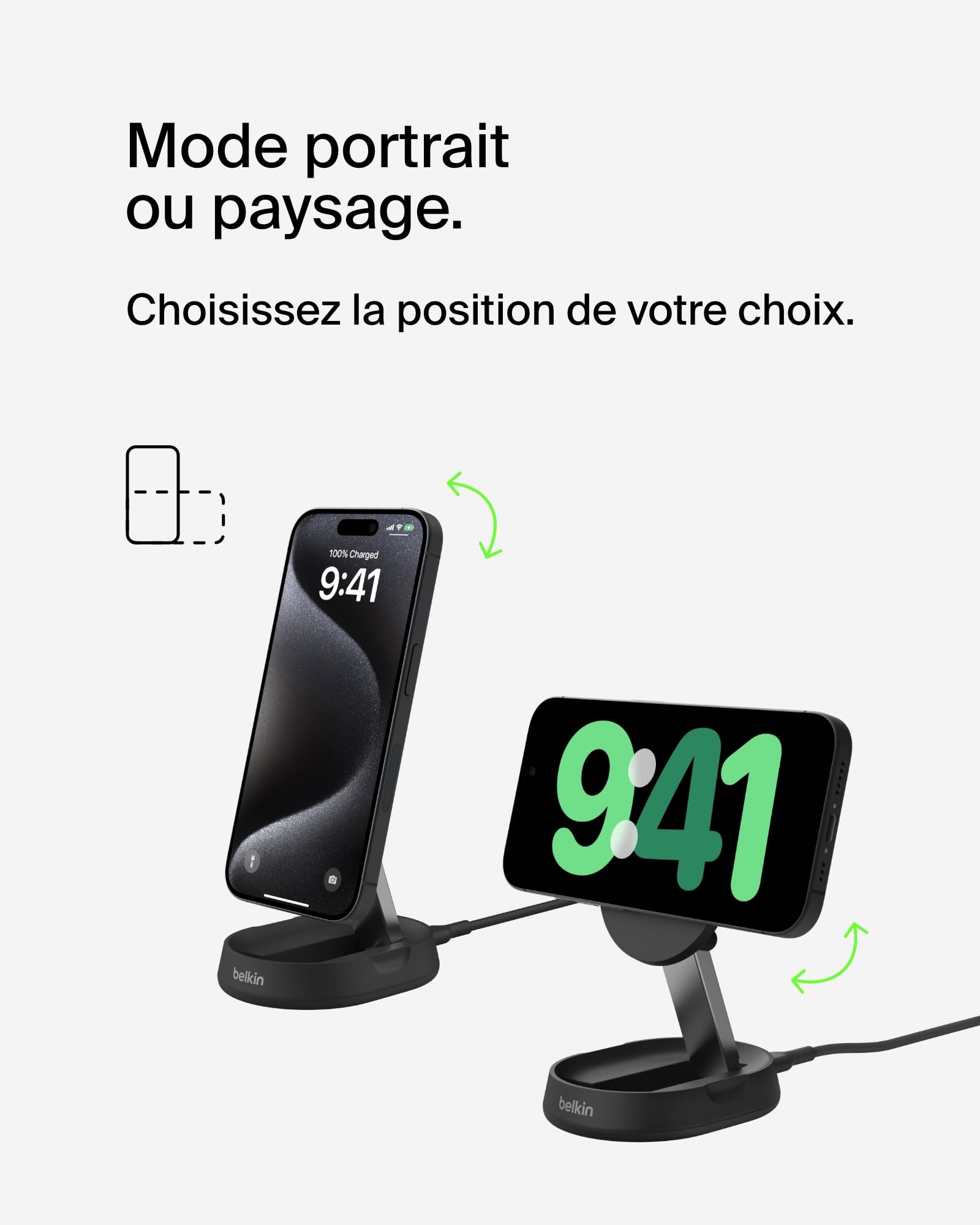 Belkin BoostCharge Pro Foldable Qi2 15W Magnetic Wireless Charger | MagSafe Compatible Fast Charging Pad for iPhone 15/14/13 Series & AirPods | Includes 20W AC Adapter | Perfect for Home, Office & Travel (Black)