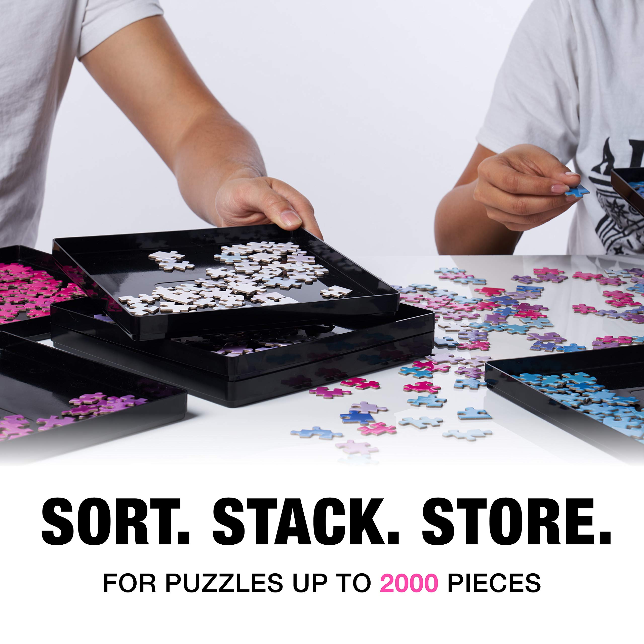 8-Piece Black Puzzle Sorting Trays with Lids 10