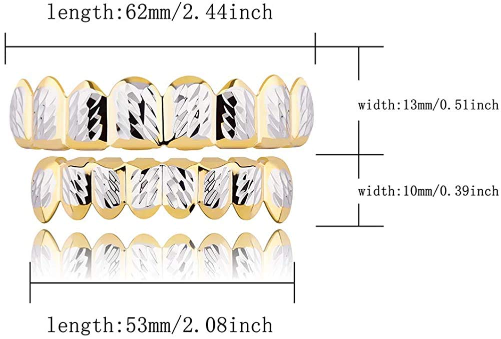 18K Gold Plated Hip Hop Grillz - 8 Top & 8 Bottom Teeth Custom Mouth Jewelry for Rappers & Hip Hop Fashion | Perfect for Concerts, Music Videos & Street Style