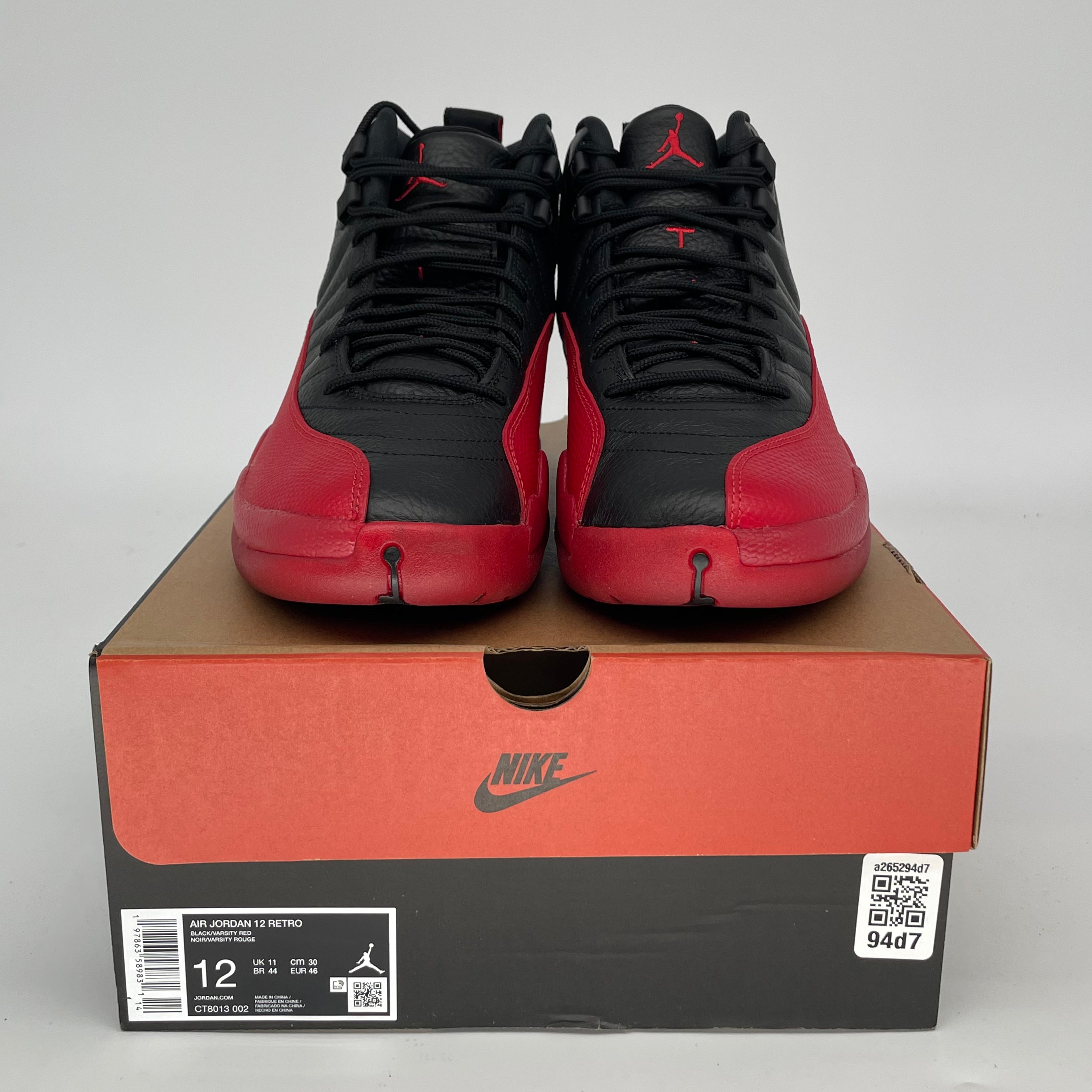 Original Air Jordan 12 Retro 'Flu Game' Basketball Shoes - Men's Size 12 (CT8013-002) - Black/Red - Perfect for NBA Games, Streetwear & Sneaker Collectors