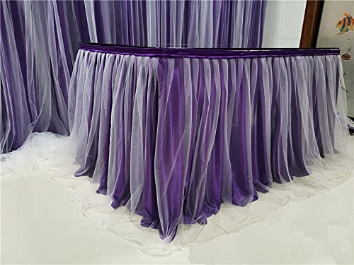 JINDO Unicorn Tulle Tutu Table Skirt - 78x300cm Party Wedding Banquet Decoration, Elegant Table Cover for Birthday, Baby Shower & Home Celebration (Color: Elegant White)