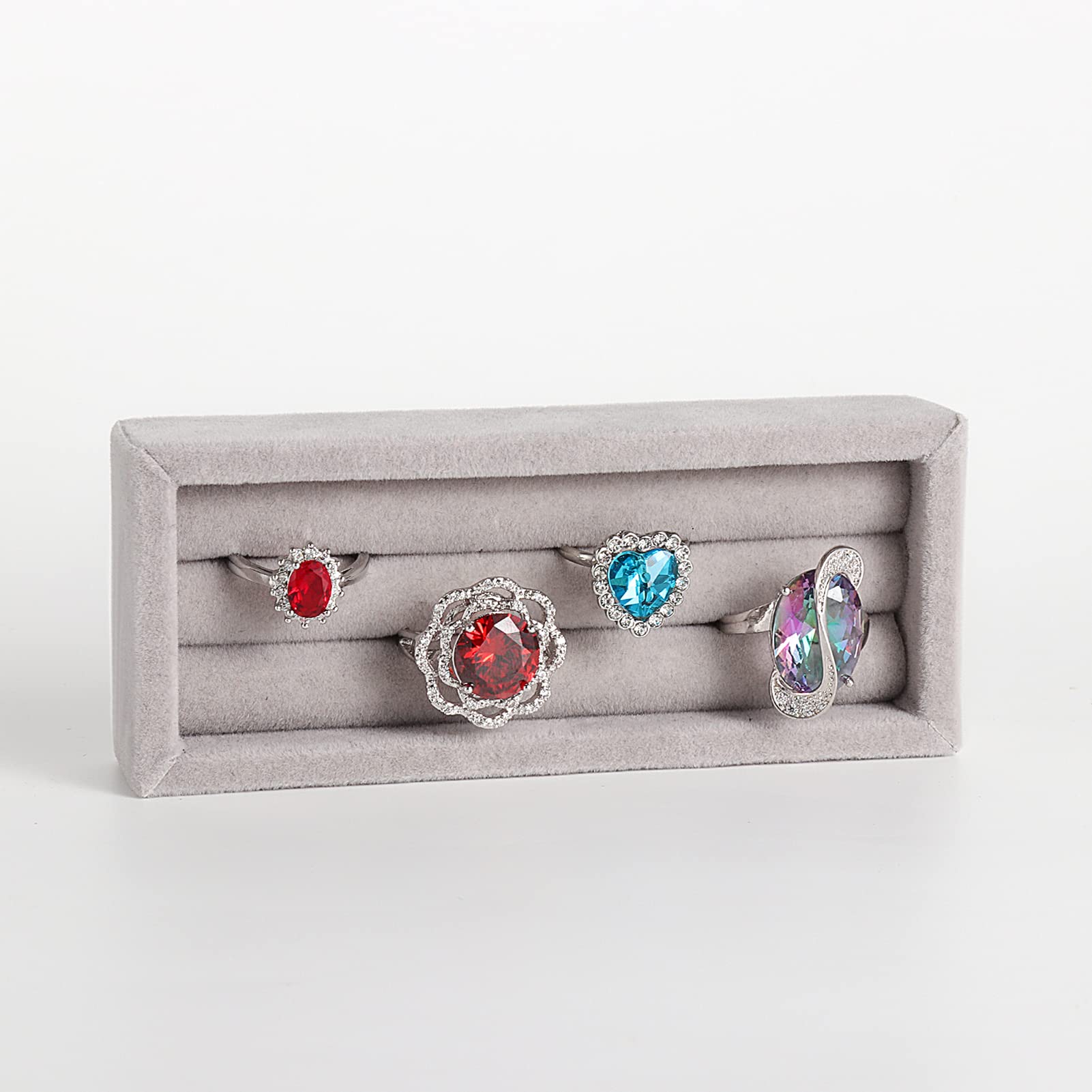 Valyria 2-Slot Velvet Jewelry Ring Organizer - Set of 2 Elegant Earring Trays for Jewelry Box, Drawer & Dresser | Perfect for Display, Storage & Travel Accessories Organization