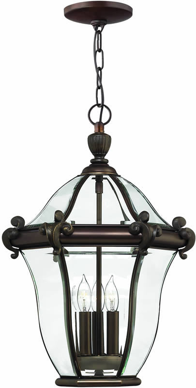14W San Clemente 3-Light Outdoor Pendant Light Fixture in Copper Bronze Finish - Perfect for Patio, Porch, and Garden Lighting