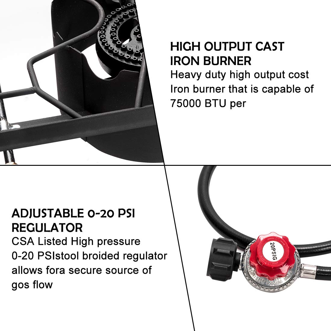 Portable Outdoor Propane Gas Burner Stove - Heavy Duty Cast Iron Camping Cooktop for Home Brewing, Backpacking & Patio Cooking (3 Burner, Black) - Perfect for Camping Trips, BBQ Parties & Outdoor Adventures