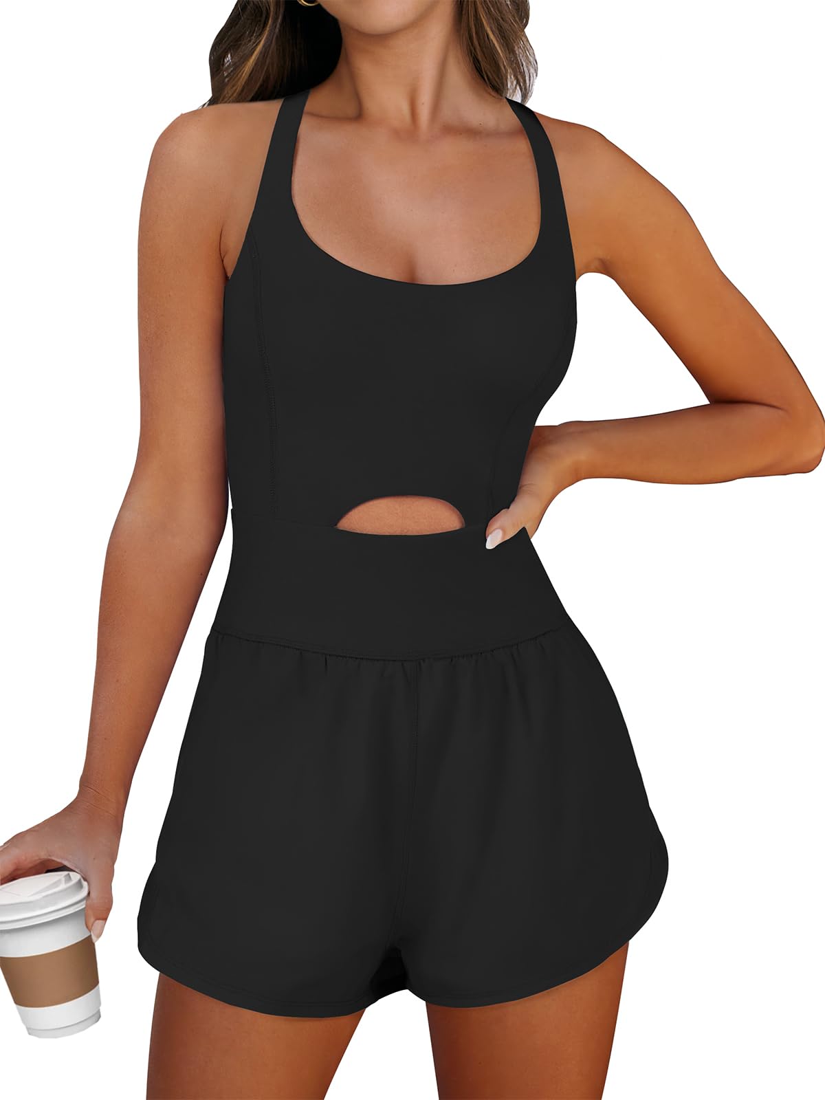 ANRABESS Women's Workout Romper Jumpsuit - Gym, Yoga & Running Activewear Set | Summer 2025 Fitness Outfits for Women | Perfect for Yoga Class, Gym Sessions & Outdoor Workouts