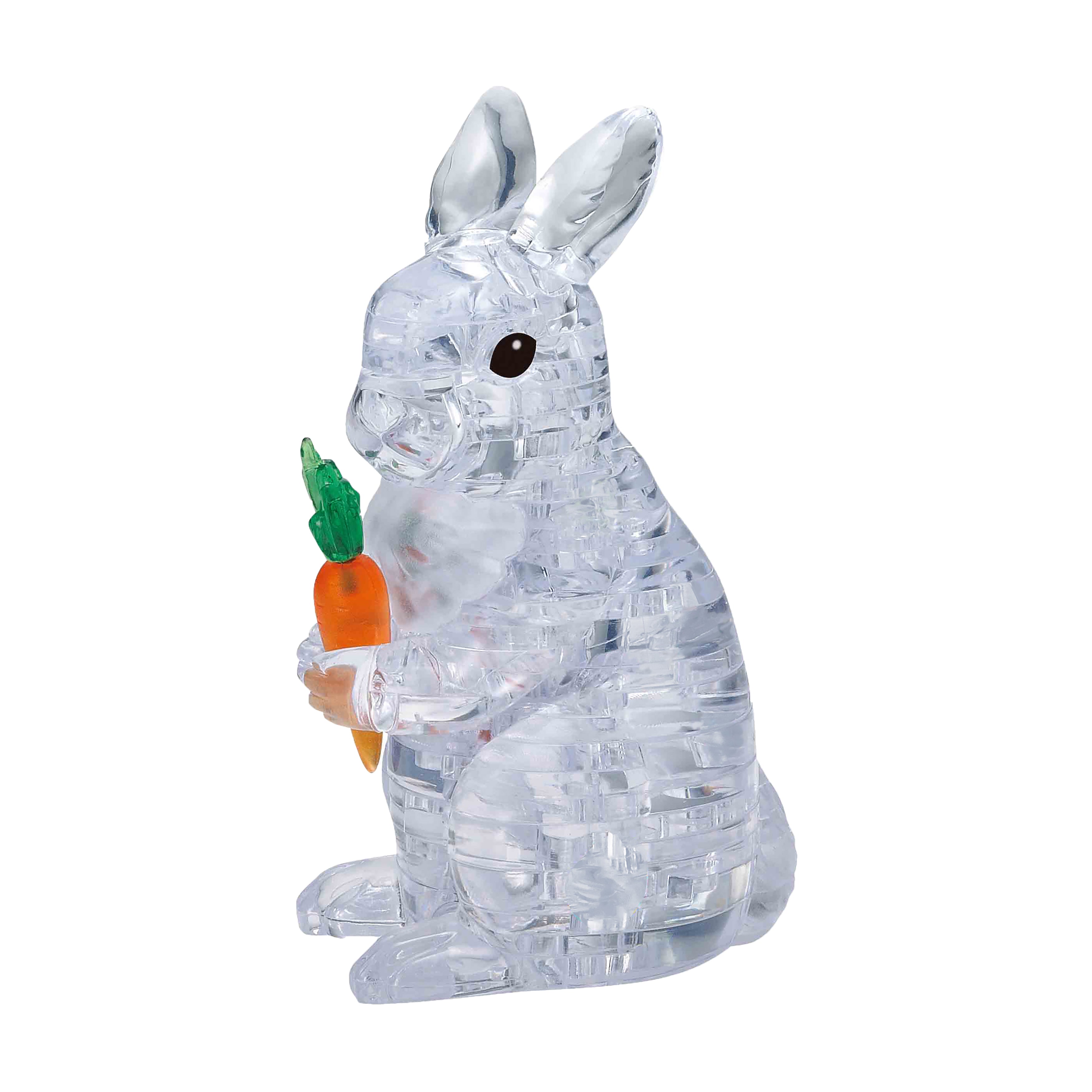 BePuzzled 3D Crystal Rabbit Puzzle - 43 Piece White Brain Teaser for Adults & Teens - Perfect for Home Decor, Gift Giving & Stress Relief