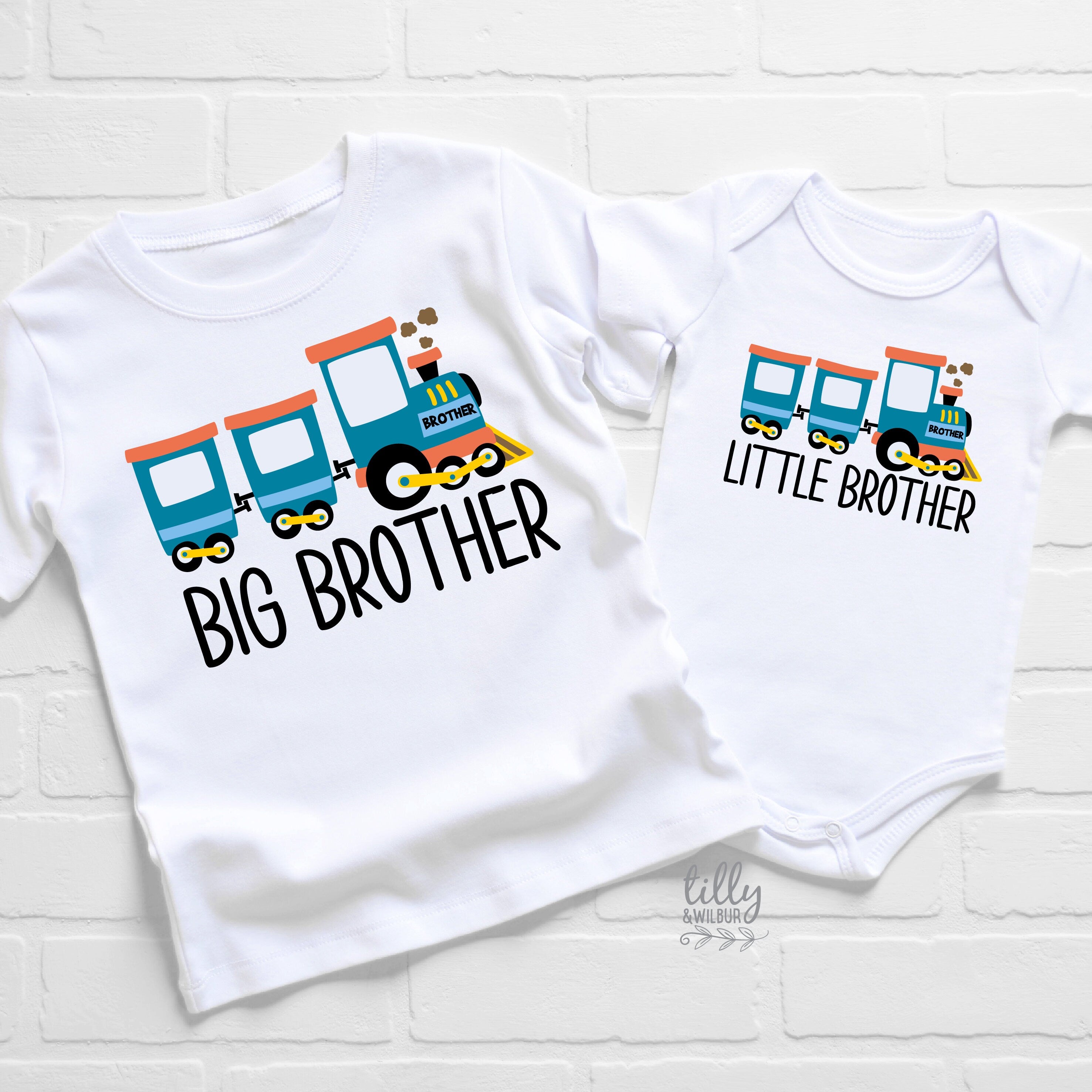 Big Brother Little Brother Matching Train Outfits - Cute Coordinated Sibling Clothes for Boys | Perfect for Family Photos, Holidays & Special Occasions