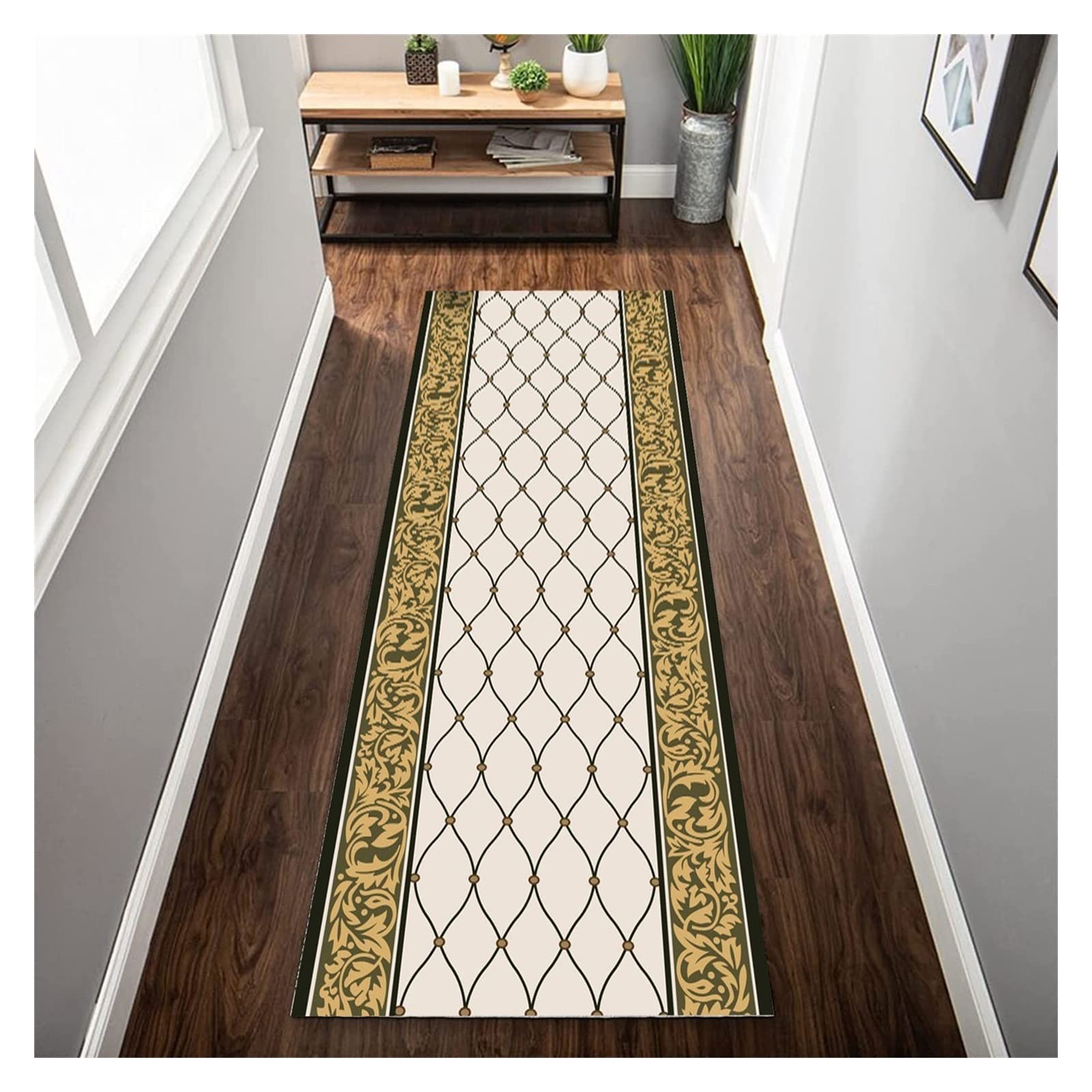 Non-Slip Rubber Backed Cotton Runner Rug - 120x170cm (47x67in) Washable Hallway Carpet for Stairs, Kitchen & Entryway - Durable Floor Mat for High Traffic Areas & Home Decor