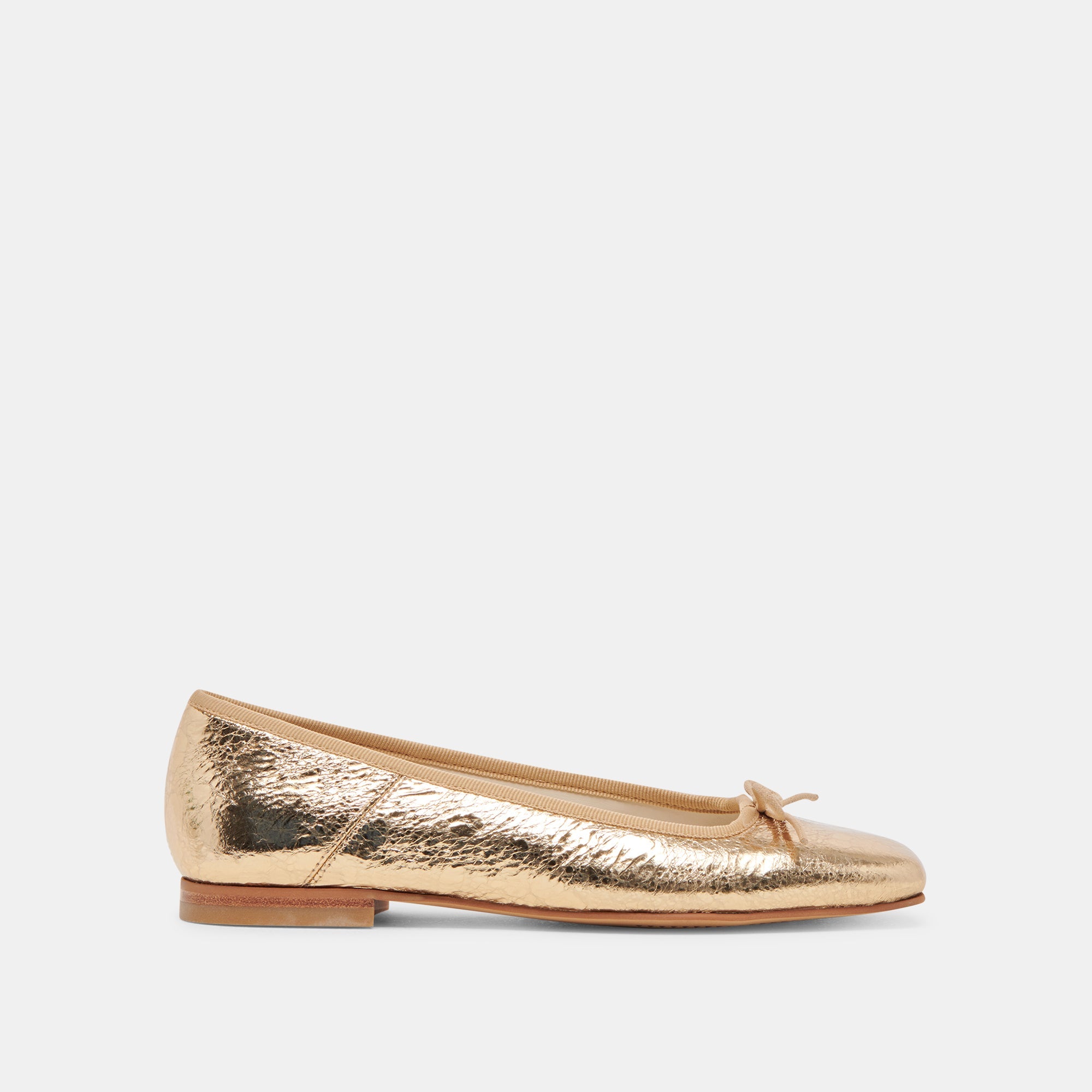 ANISA Distressed Leather Ballet Flats in Gold - Comfortable & Stylish Women's Shoes for Work, Casual Wear & Dance