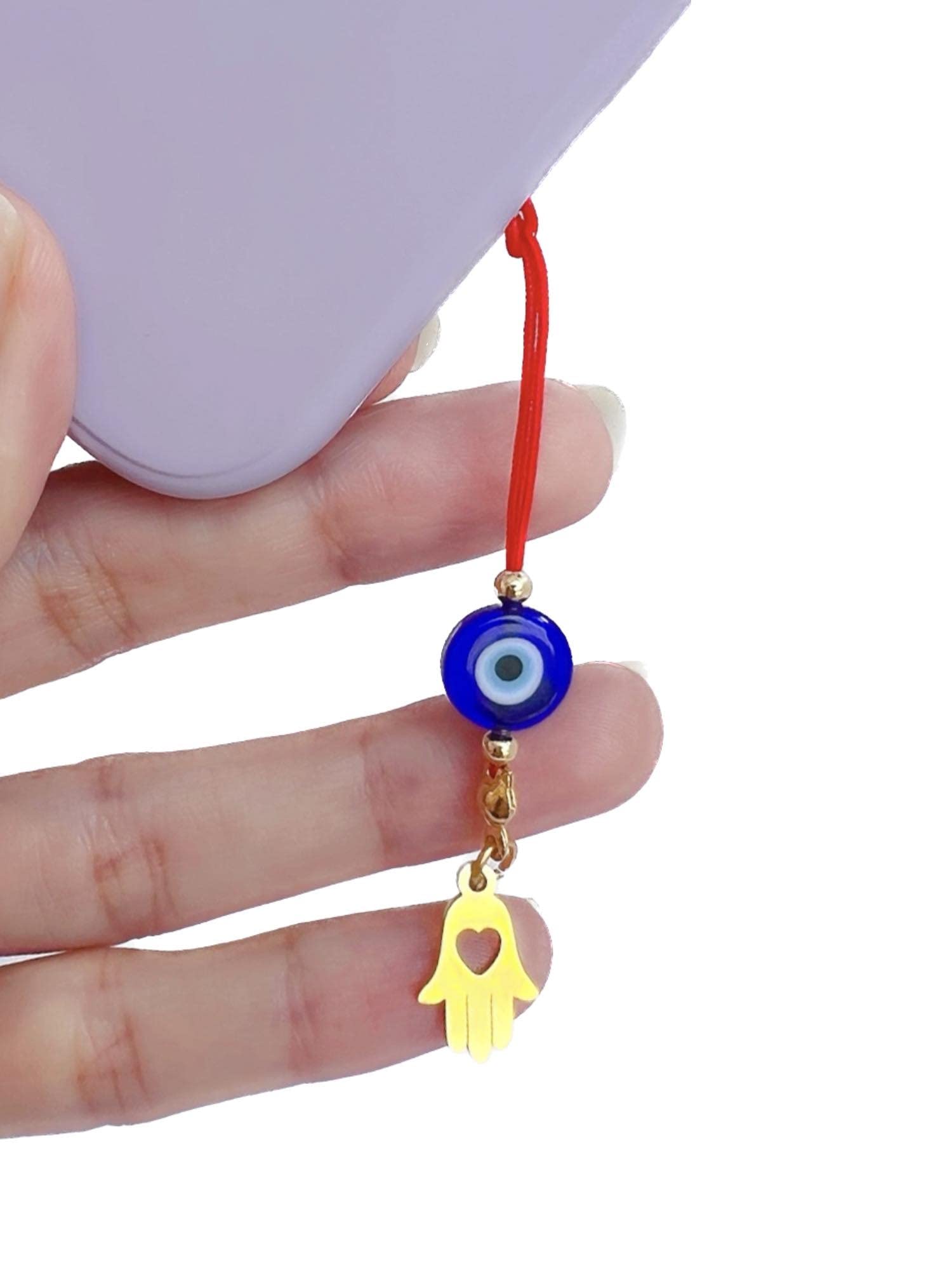 Evil Eye Beaded Phone Charm - Handmade Protection Lanyard for Cellphone, Stylish Phone Strap Accessory with Evil Eye Design - Perfect for Daily Use, Travel, and Gift Giving