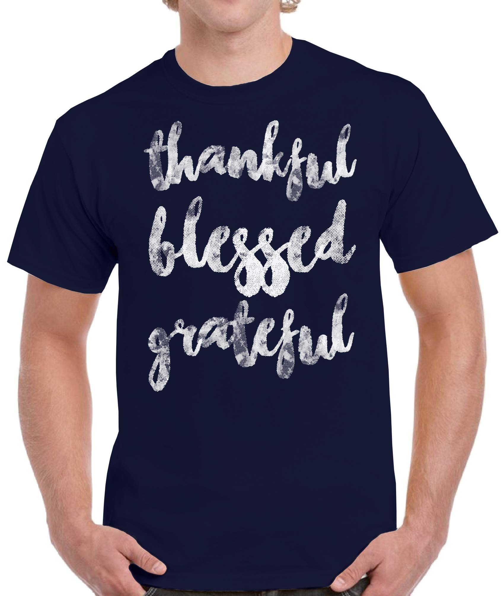 Funny Ugly Christmas Sweater & Thanksgiving T-Shirt for Men - Thankful Blessed Grateful Holiday Shirts - Perfect for Christmas Parties, Family Gatherings & Festive Celebrations