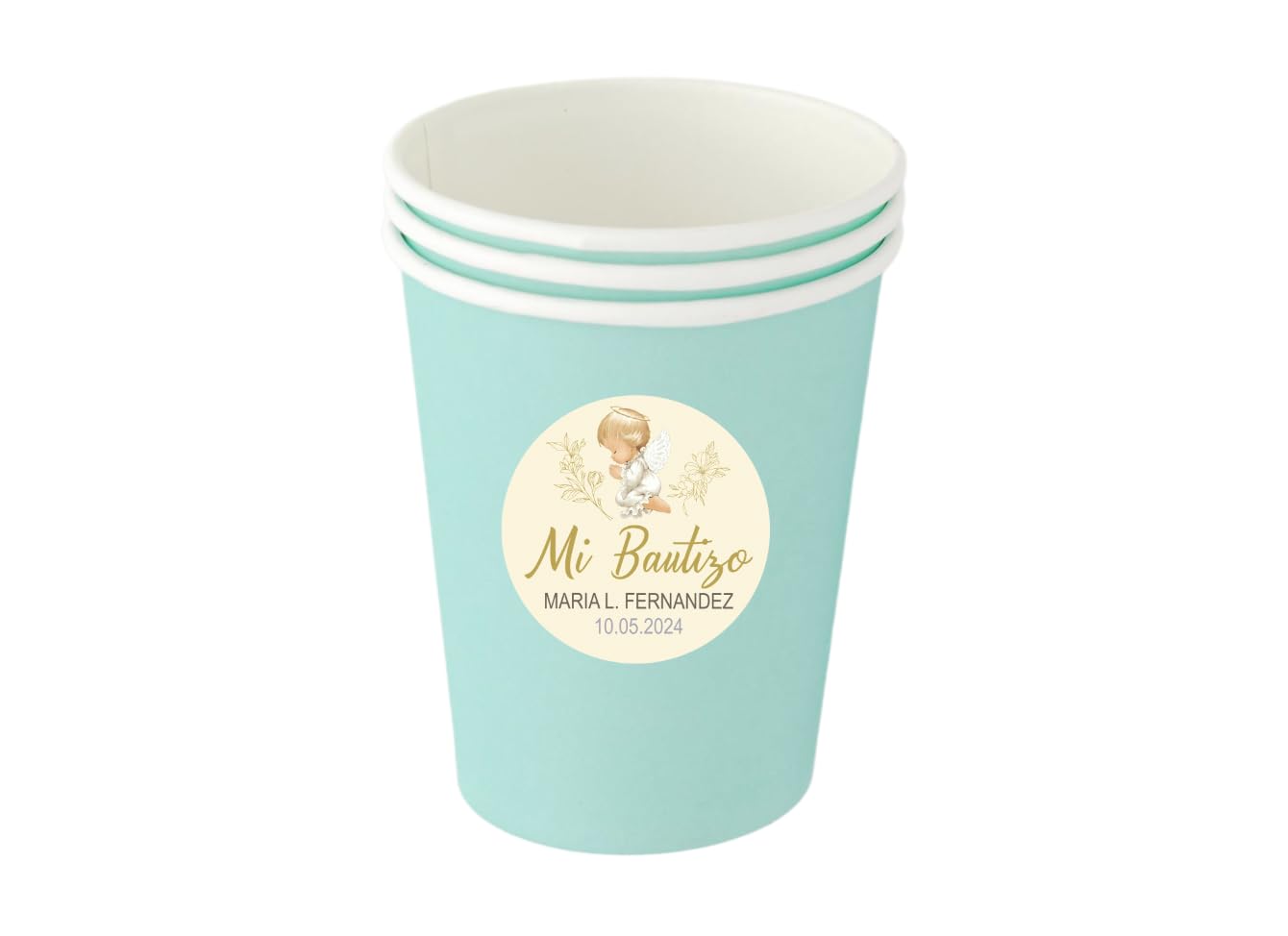 Baptism Stickers 40ct - Customized Spanish Favors for Christening Celebrations