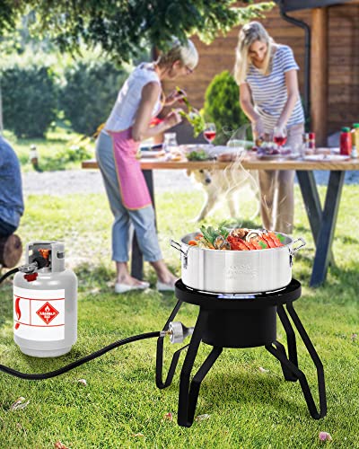 GARVEE 14 Single Burner Outdoor Propane Stove - High Heat Output Portable Gas Cooker for Home Brewing, Turkey Frying, Maple Syrup Preparation | Perfect for Camping, Tailgating & Backyard Cooking