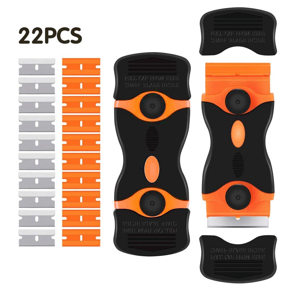 Zcargel 22-Piece Car Cleaning Kit - 2-in-1 Double-Edged Scraper Tool with 10 Plastic & 10 Metal Blades for Stickers, Adhesive, Wax Removal - Perfect for Auto Detailing, Windshield Cleaning & DIY Car Care