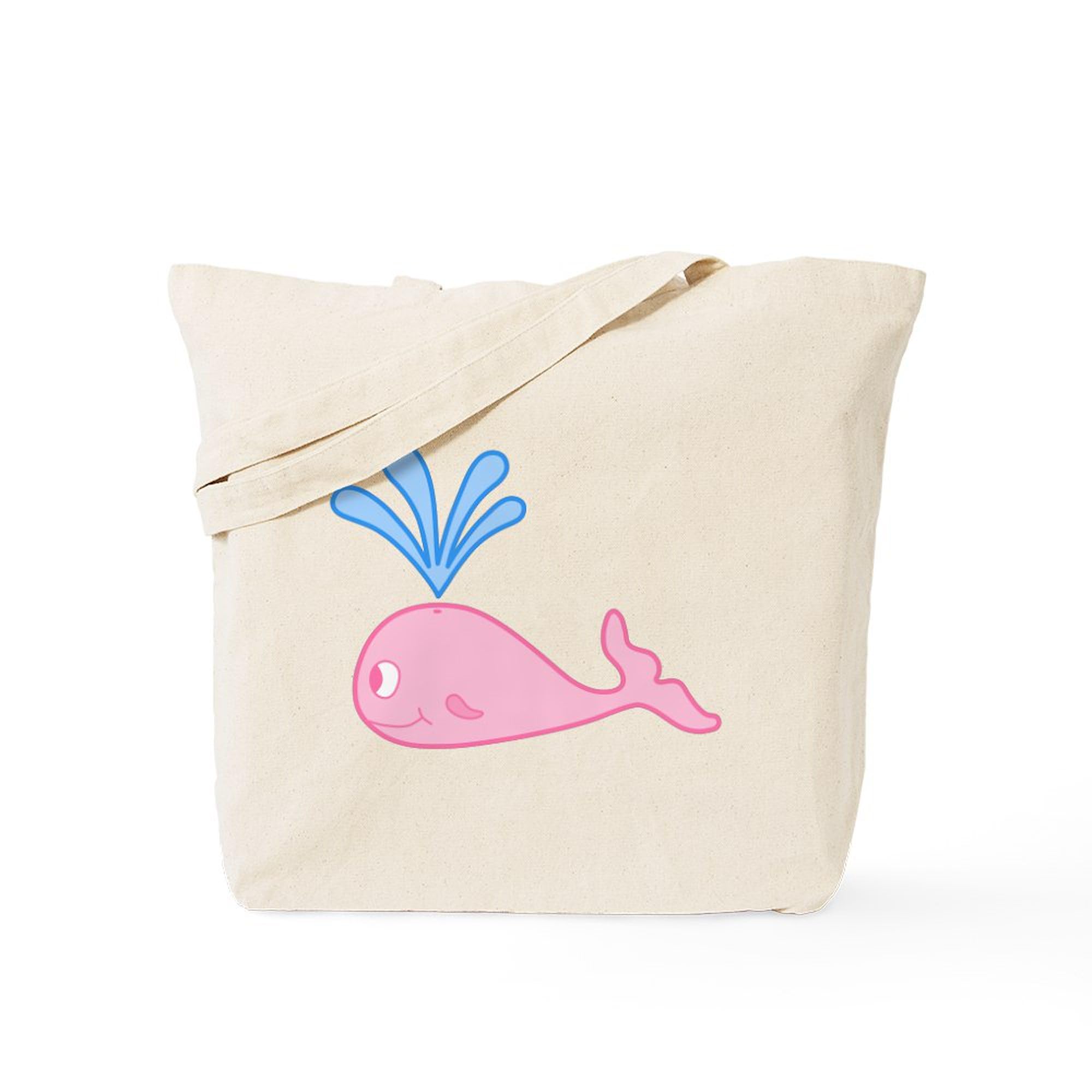 Pink Whale Natural Canvas Tote Bag - Eco-Friendly Reusable Shopping Bag for Groceries, Beach & Daily Use | CafePress
