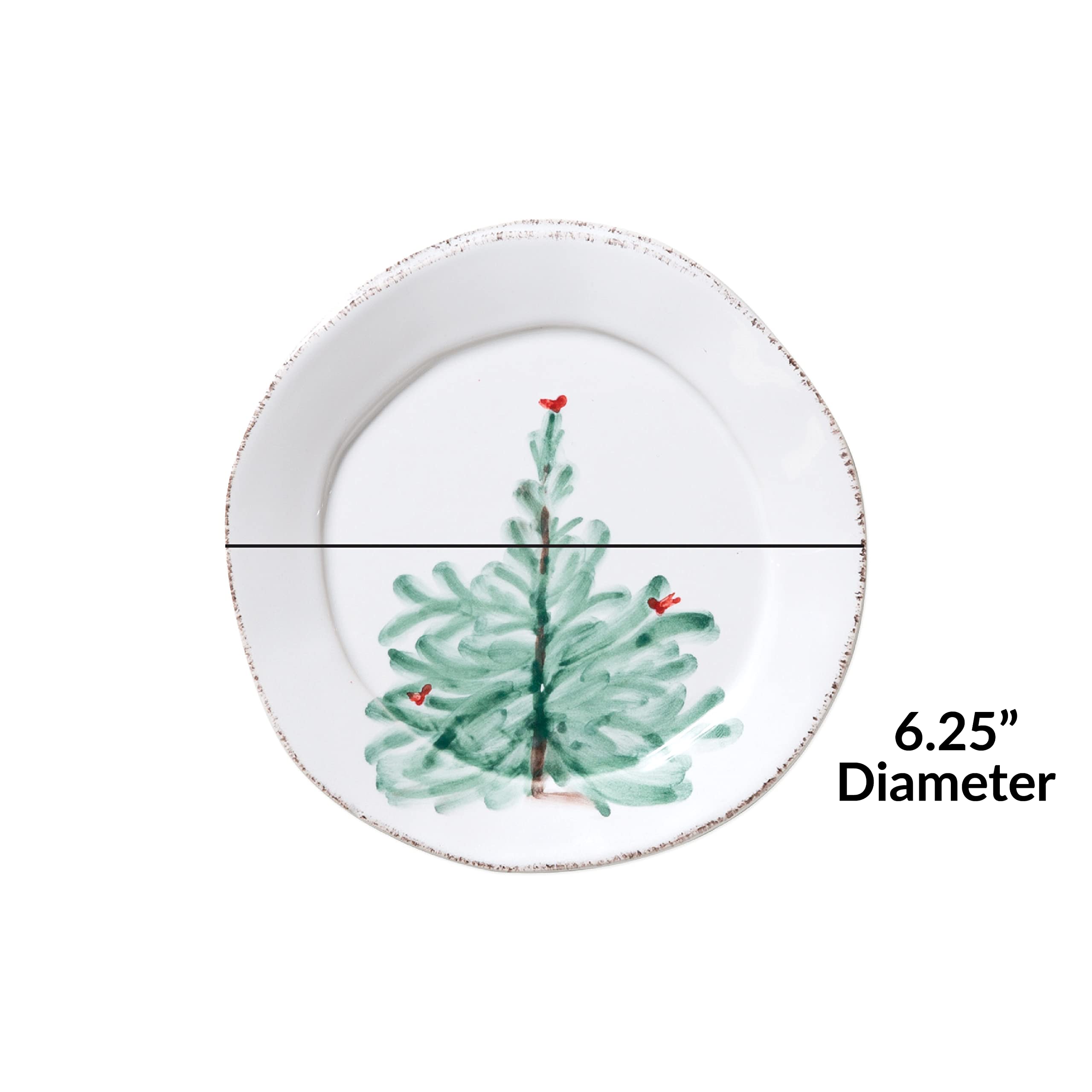 Vietri Lastra Holiday Collection Italian Serveware Set - 4 Canape Plates for Elegant Appetizers & Party Entertaining | Perfect for Christmas, Thanksgiving & Hosting Gatherings