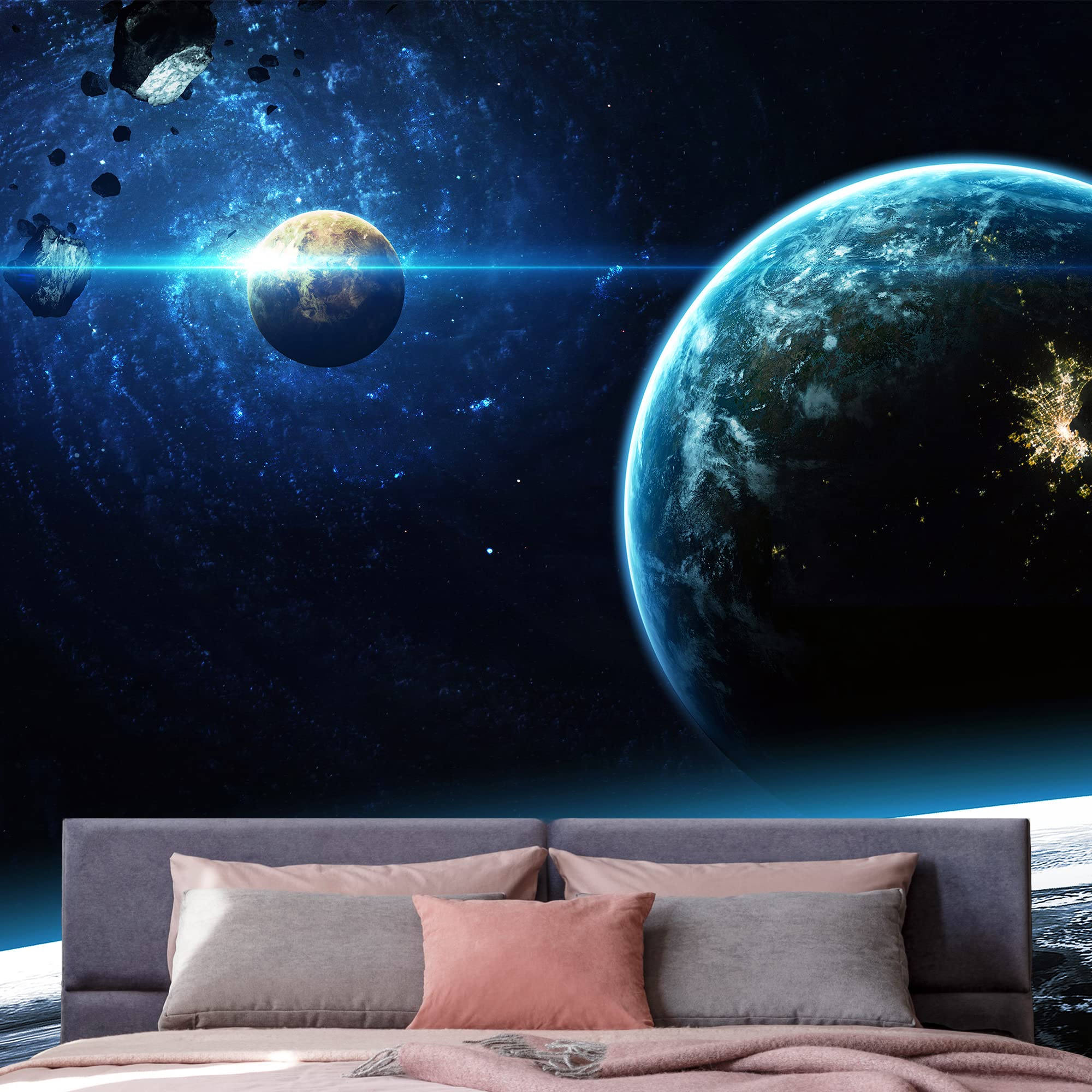 Removable Peel and Stick Wallpaper - Giant Universe & Planets Wall Mural (100x144 inches) for Bedroom Decor - Perfect for Kids Room, Nursery, or Home Theater