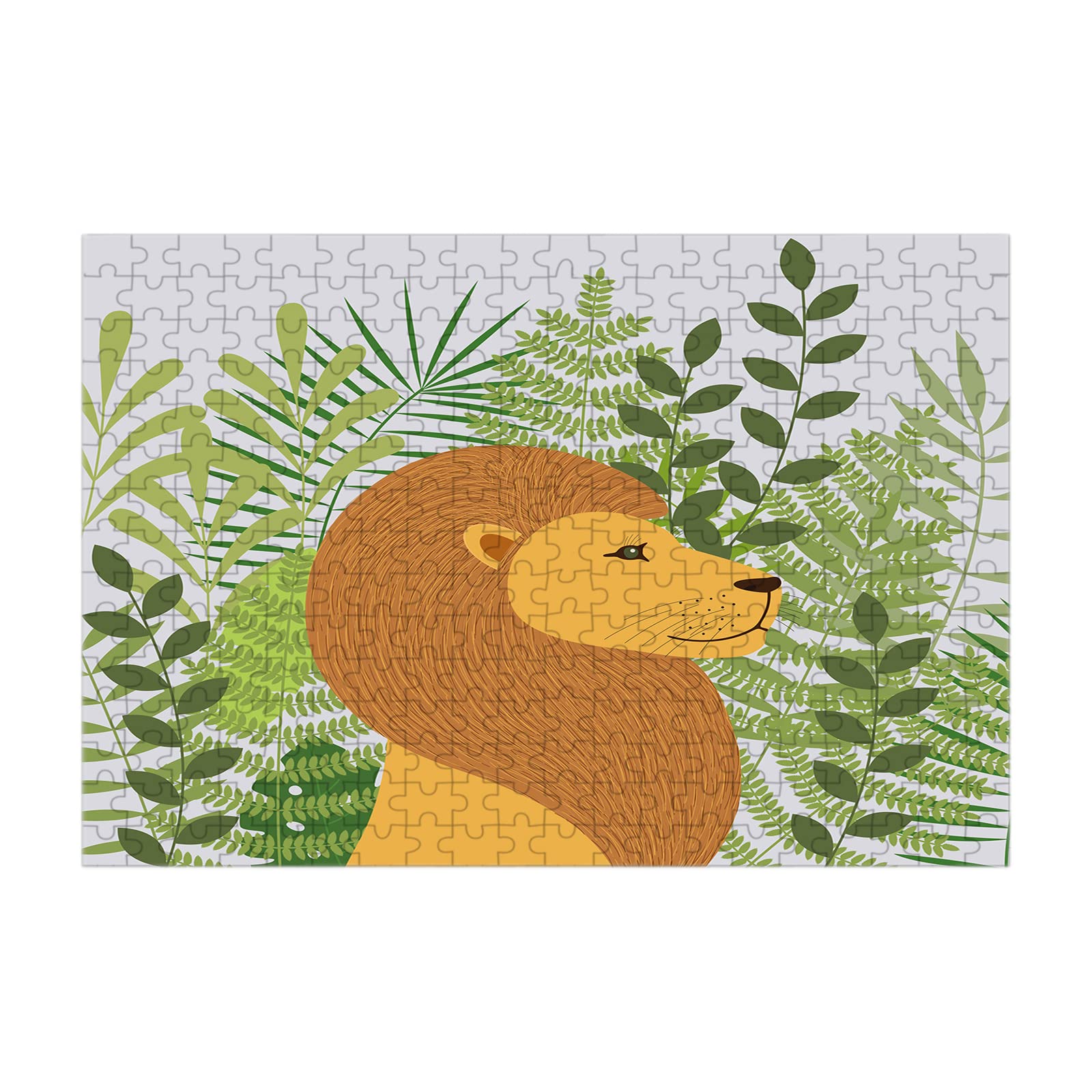 Premium 300-Piece Wooden Lion Pride Puzzle - Tropical Rainforest King Leaf Design, Fun & Challenging Jigsaw for Adults & Teens - Stress Relief, Home Decor, Gift Idea for Puzzle Lovers
