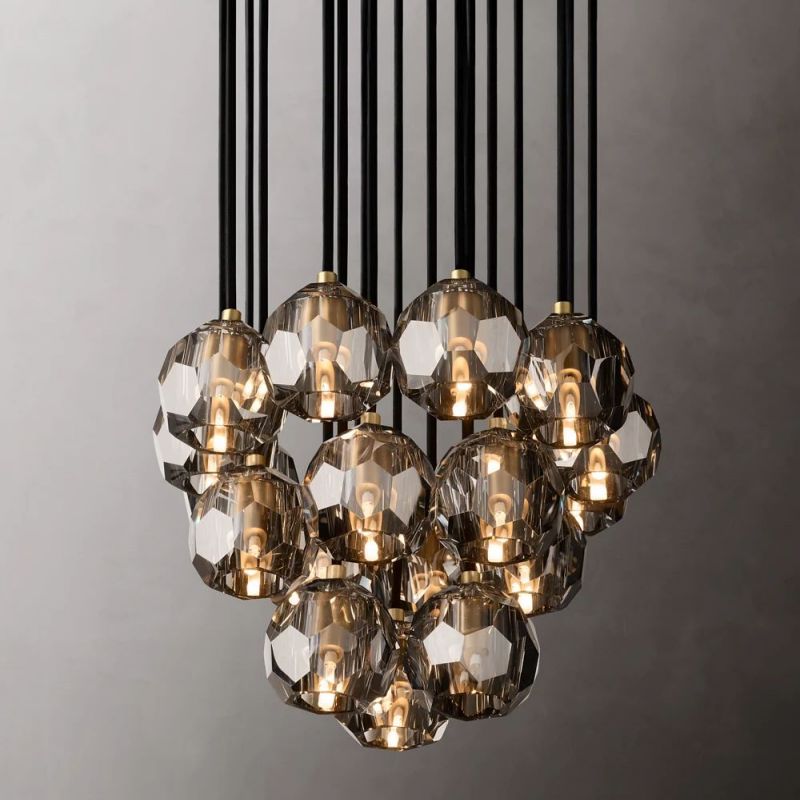 Crystal Ball Cluster Round Chandelier - 19 Lights Modern Ceiling Fixture for Dining Room, Living Room, Bedroom, and Entryway