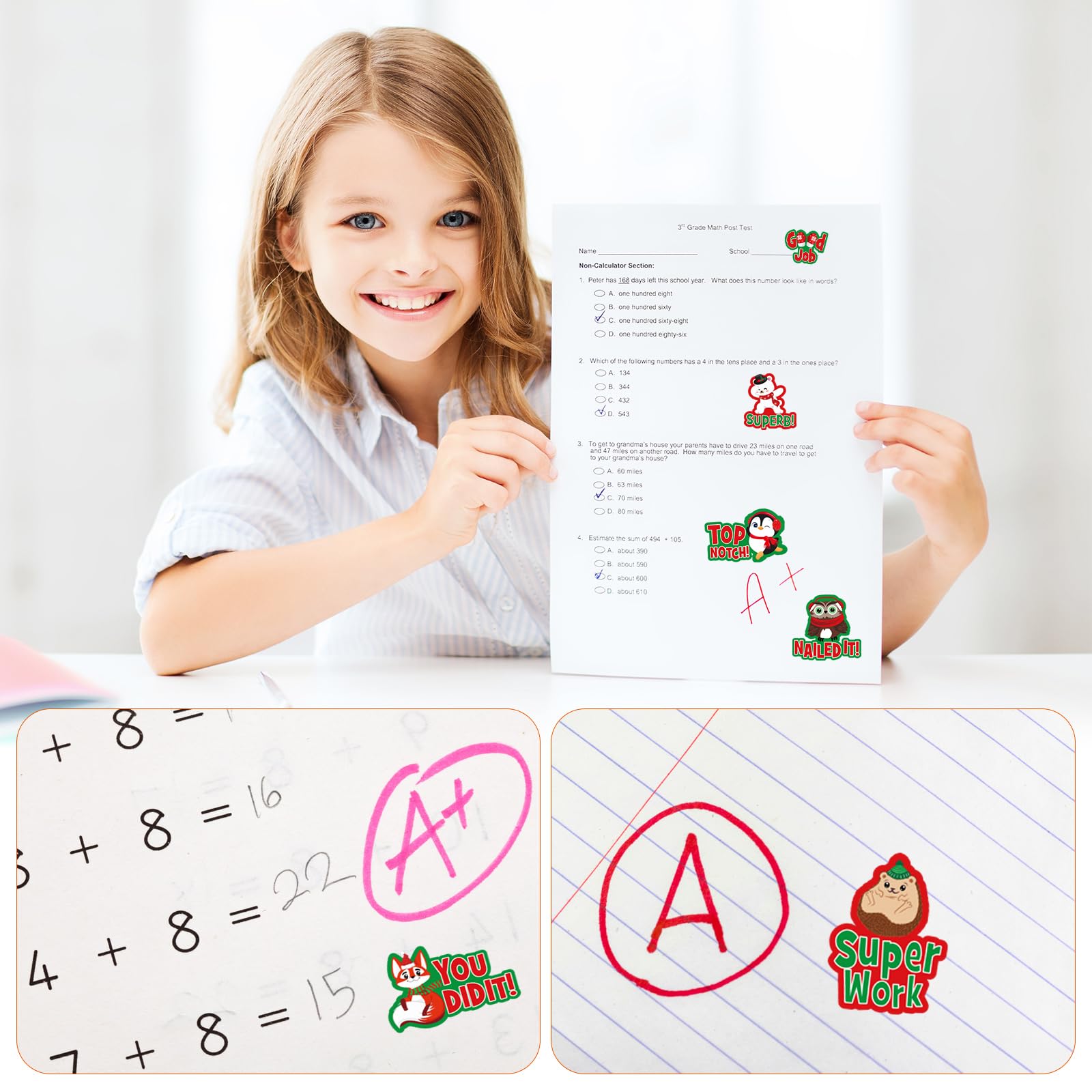 400-Piece Christmas Stickers for Teachers - Winter Motivational & Kindness Reward Labels, Cute Holiday Animal Stickers for Kids' Homework, Tests, Assignments & Classroom Decor - Perfect for Holiday Crafts, Gift Wrapping & School Activities