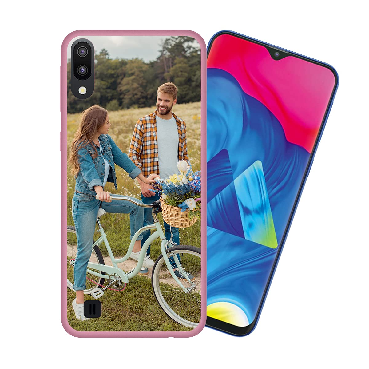 Customized Photo Case for Samsung Galaxy M10 - Personalized Picture Phone Cover with Shockproof Silicone Protection, Soft Candy Design - Perfect Christmas Birthday Thanksgiving Gift (Pink) | Great for Daily Use, Travel Protection & Special Occasion Gifts