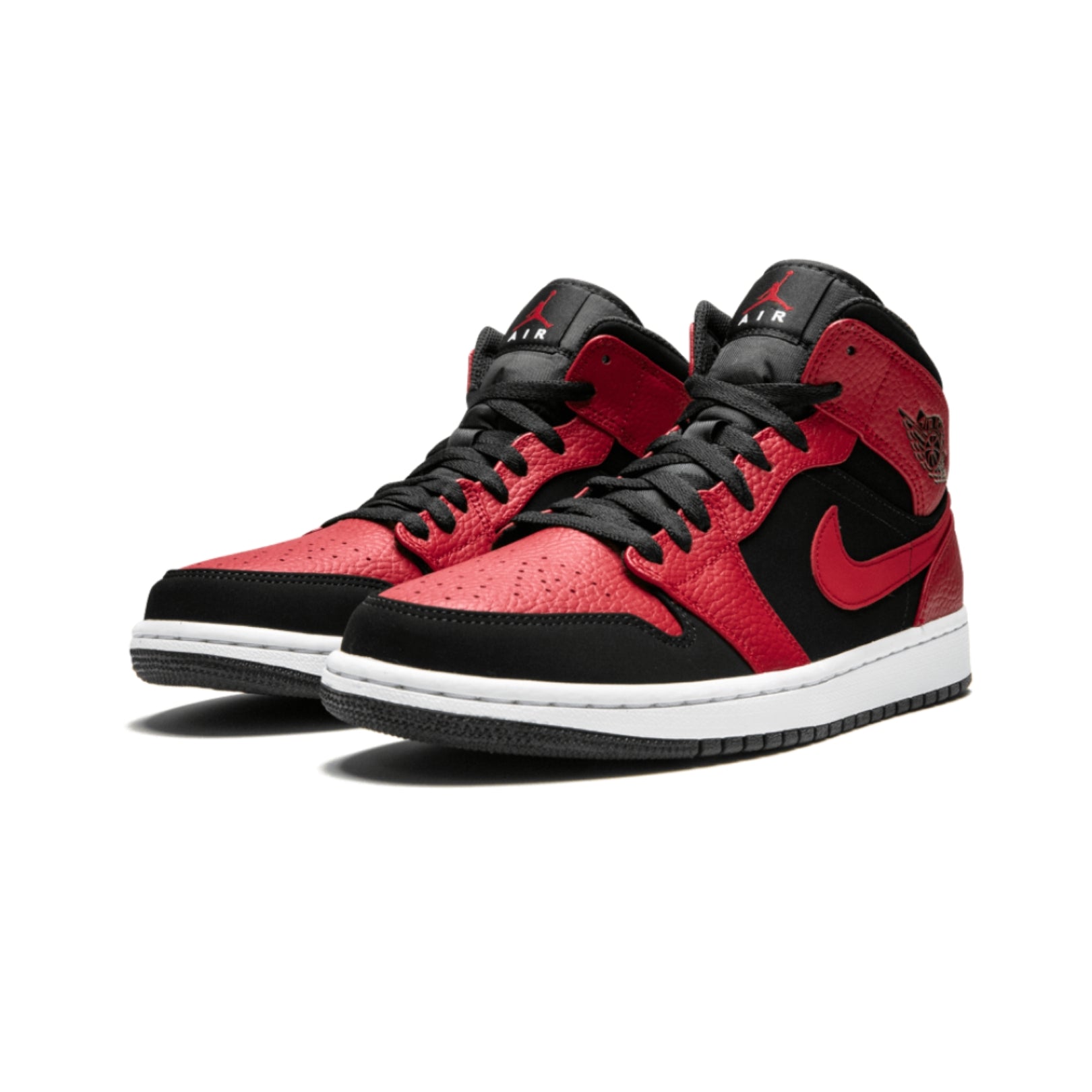 Air Jordan 1 Mid Reverse Bred Sneakers - Black, White & Gym Red Basketball Shoes for Men - Perfect for Streetwear, Gym & Casual Wear