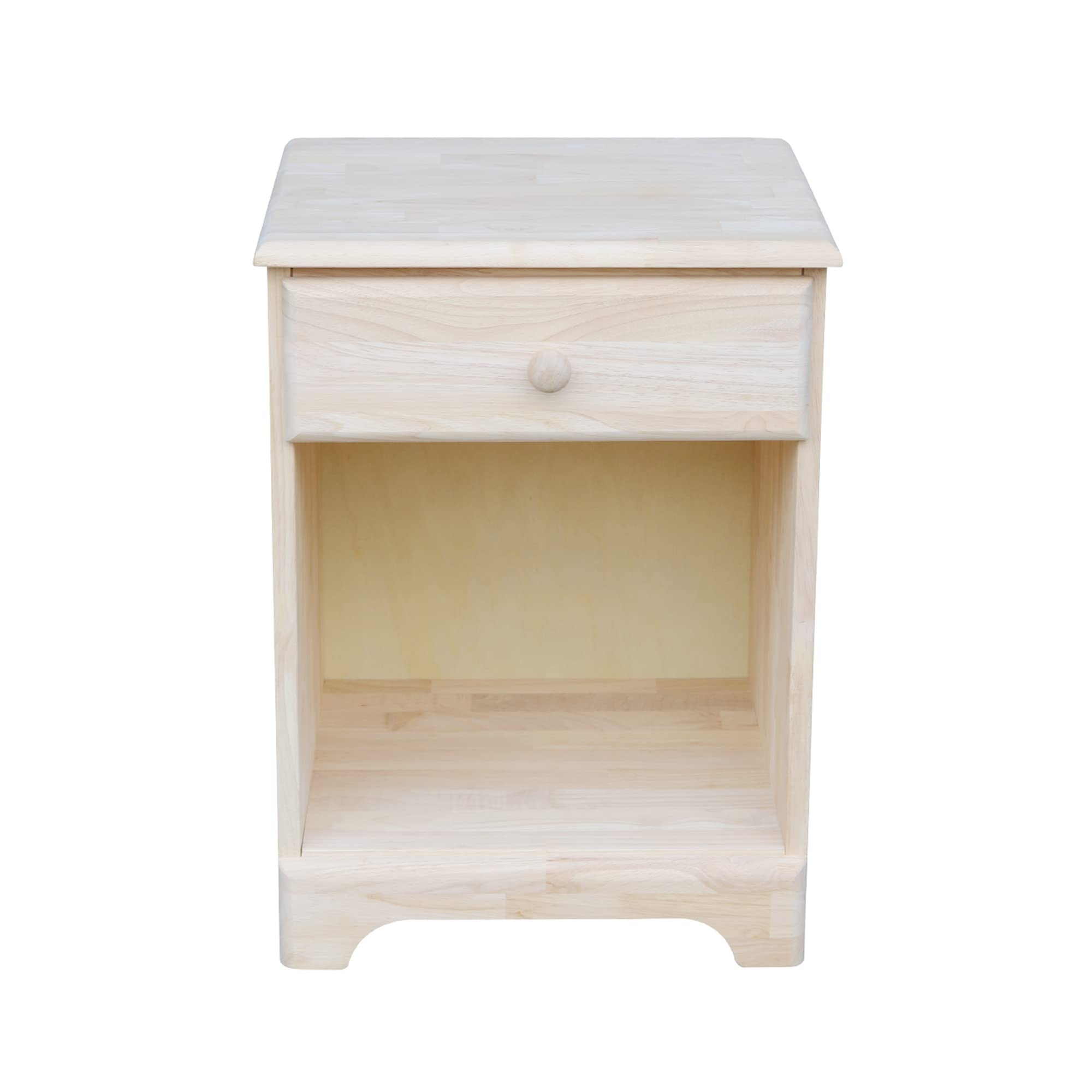 Unfinished Night Stand with One Drawer - International Concepts Bedside Table for Bedroom, Living Room & Guest Room