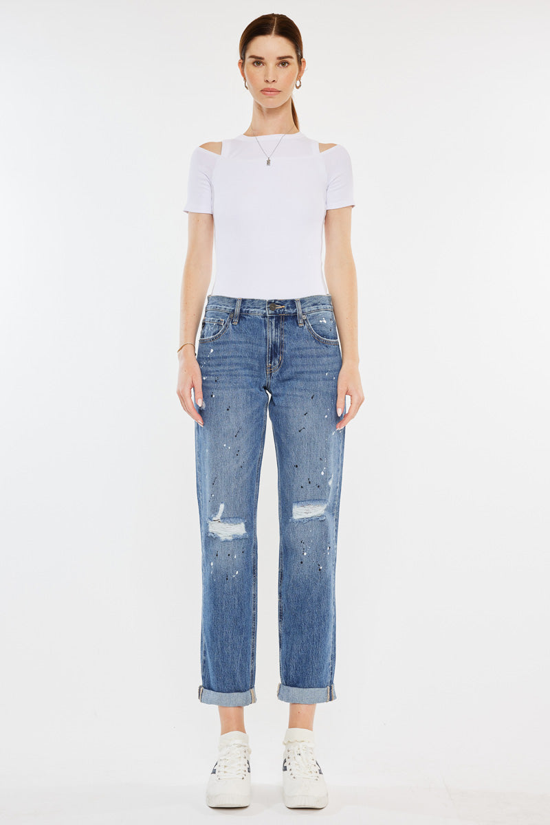 Stylish Zyra Mid Rise Boyfriend Jeans for Women - Comfortable Relaxed Fit Denim Pants - Perfect for Casual Outings & Everyday Wear