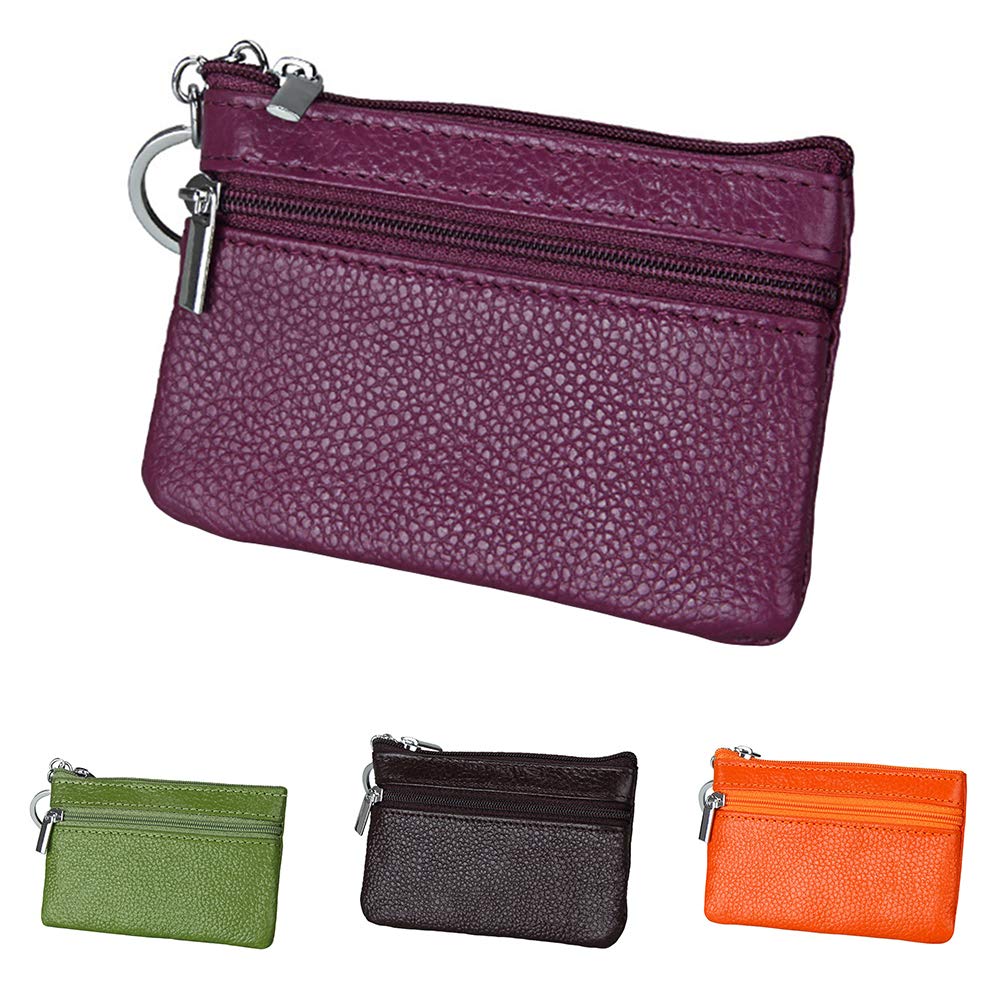 RFID Blocking Mini Wallet for Women - Small Coin Purse Keychain with Zip Closure, Anti-Theft Solid Color Key Ring | Perfect for Travel, Shopping & Everyday Essentials Organization
