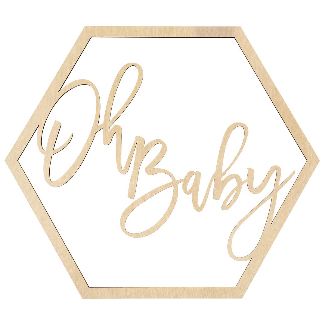 Koyal Wholesale Large Wooden Baby Shower Sign - 'Oh Baby' Gender Reveal Party Banner & Event Decoration - Perfect for Baby Showers, Gender Reveal Parties & Nursery Decor