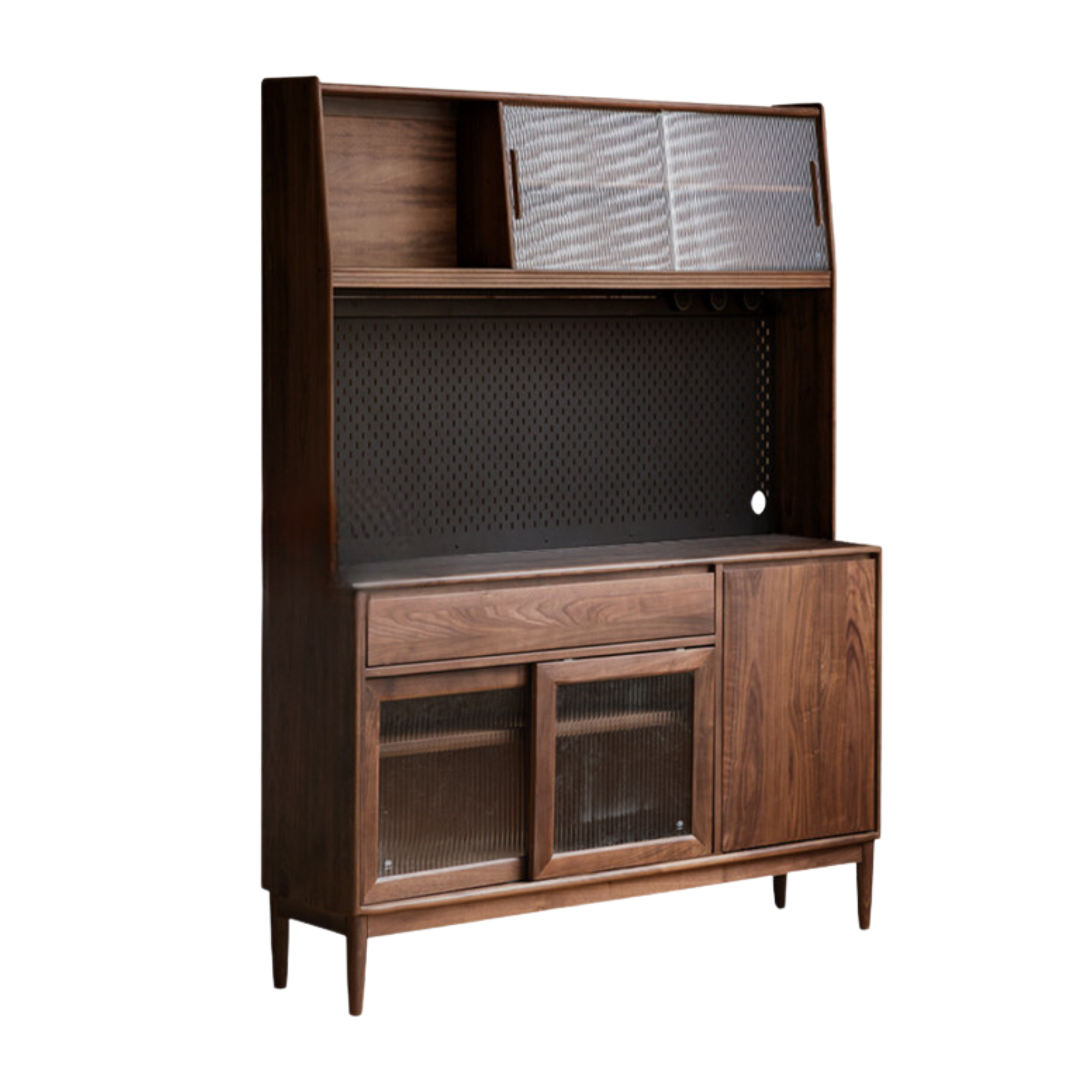 Black Walnut Solid Wood Modern Sideboard - Minimalist Buffet Cabinet for Dining Room, Living Room & Entryway Storage