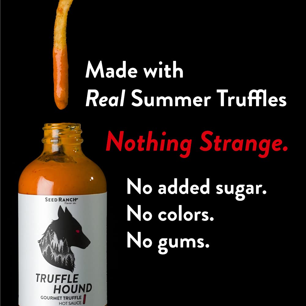 Seed Ranch Gourmet Truffle Hound Hot Sauce - 2 Pack Medium Heat Spicy Sauce with Chile de Arbol, Ghost Pepper & Garlic | Vegan, Non-GMO | Perfect for Pasta, Pizza, Wings & Sriracha Lovers | Bold Truffle Flavor for Cooking & Grilling
