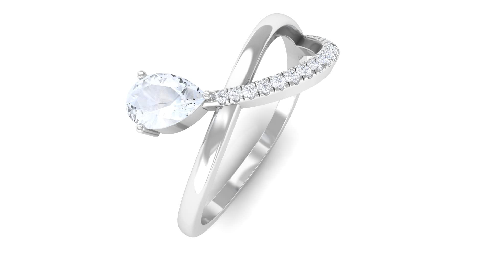 14K Solid Gold Moonstone & Diamond Promise Ring for Women - Infinity Design, Contemporary Style - Perfect for Engagement, Anniversary & Romantic Gifts