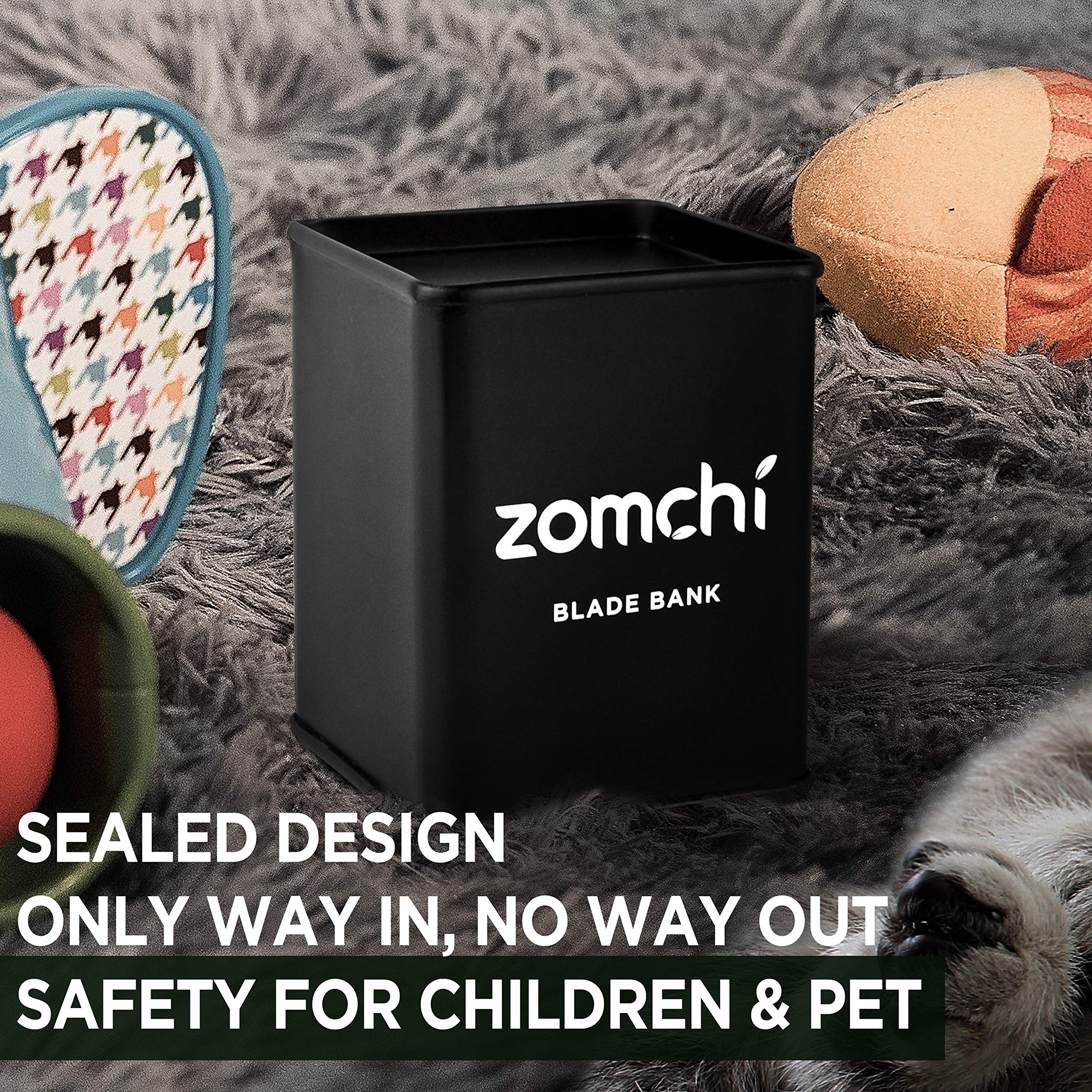 ZOMCHI Safety Razor Blade Bank - Secure Storage & Disposal Case for Double Edge Razor Blades (Black) | Perfect for Home, Salon, and Travel Use