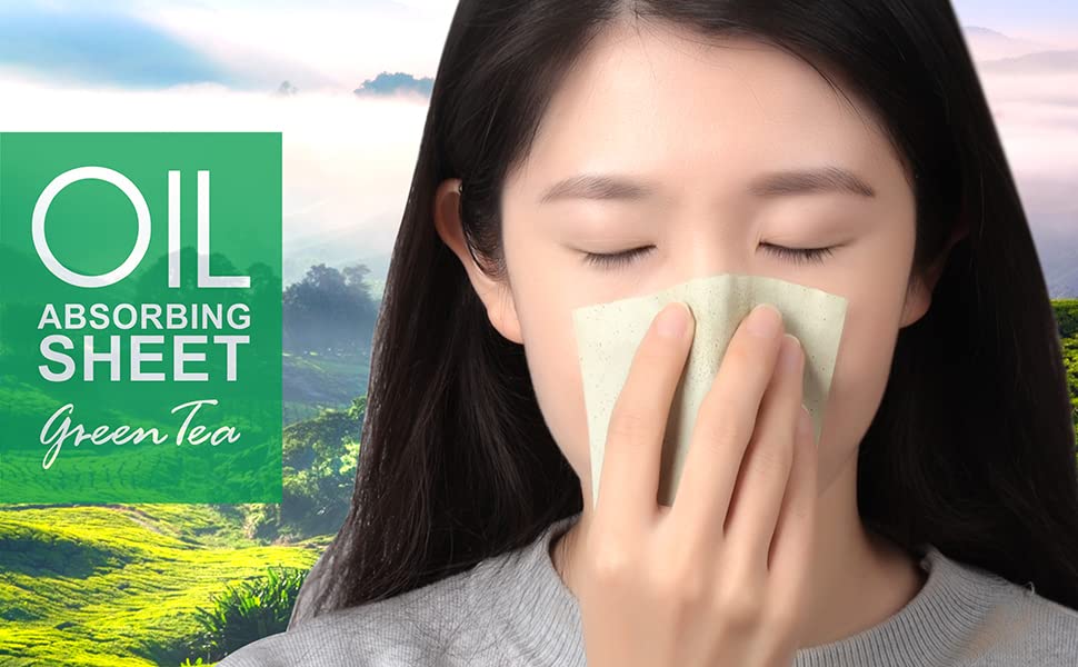 WENGONVILA 200 Count Oil Blotting Sheets for Oily Skin - Bamboo Charcoal Blotting Paper, Oil Control Film & Absorbing Tissues (Green) | Perfect for On-the-Go Shine Control, Makeup Touch-Ups & Travel Essentials
