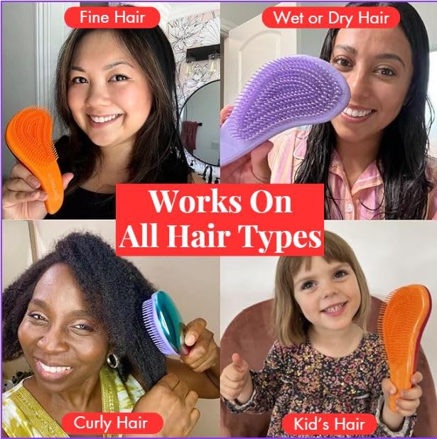 Lily England Detangling Hair Brush for All Hair Types - Kids & Women - Pain-Free Styling at Home