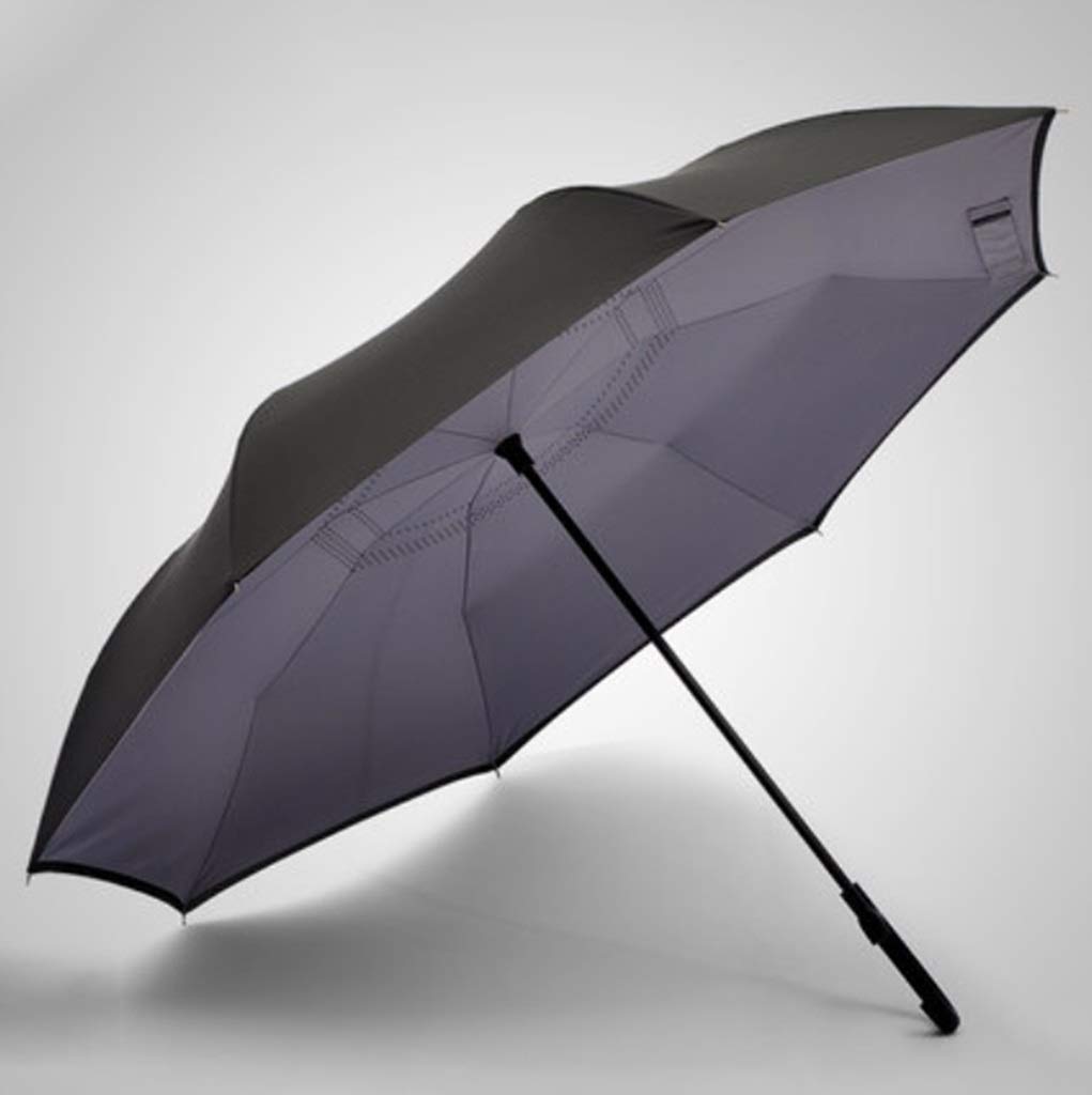 LSY@ Reverse Folding Umbrella for Men & Women - Automatic Open/Close Double Layer Hands-Free Large Car Umbrella - Long Handle Windproof Travel Umbrella (Red/Black/Gray) - Perfect for Commuting, Driving & Outdoor Activities
