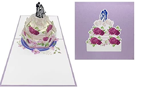 3D Wedding Cake Pop Up Greeting Card - Elegant 3D Pop Up Cards for Weddings, Anniversaries, Engagements & Valentine's Day | Perfect Romantic Birthday Card for Wife | Ideal for Wedding Party Favors & Special Occasion Gifts (W03)