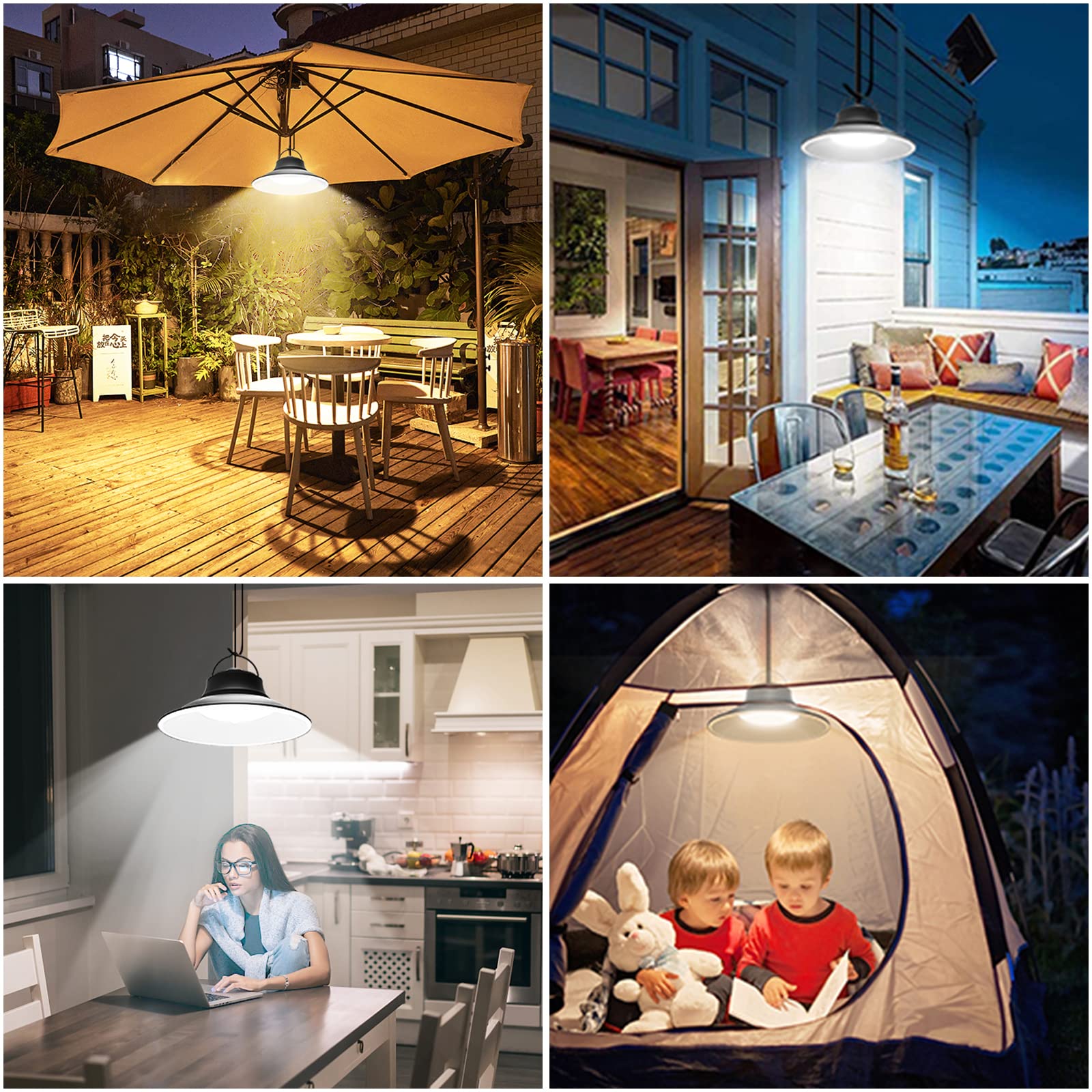 NIORSUN Solar Pendant Light with Motion Sensor - Outdoor/Indoor Dimmable LED Light (3000K/4500K/6000K) with 16.4ft Cable & Remote Control, IP65 Waterproof for Shed, Barn, Gazebo, Patio (1 Pack) - Perfect for Pathway Lighting, Garden Decor, and Backyard Security