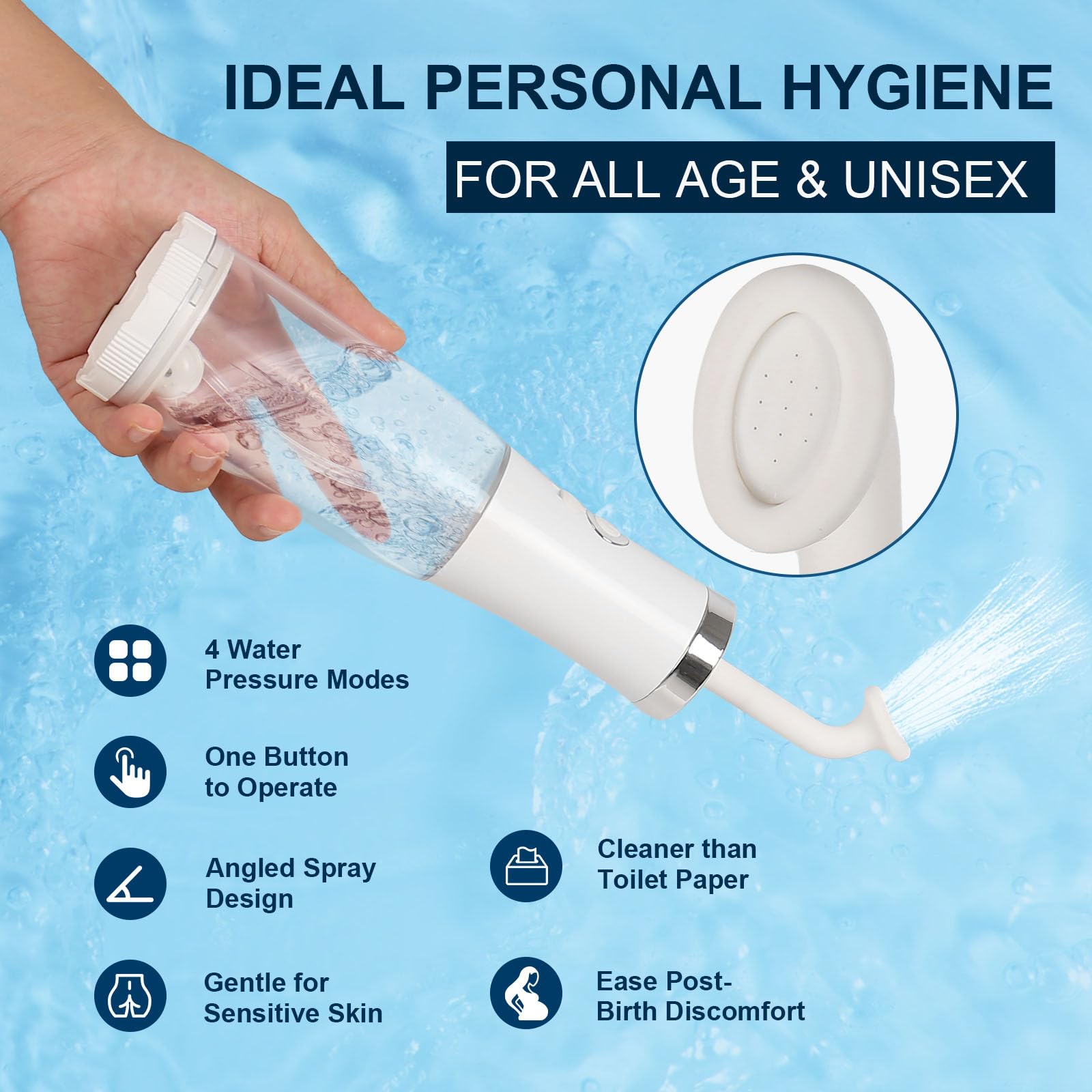 Portable Travel Bidet Bottle for Women - Electric Perineal Cleansing Bottle for Postpartum Care, Menstrual Hygiene & Personal Cleaning | Ideal for Post-Surgery, Camping & On-the-Go Use