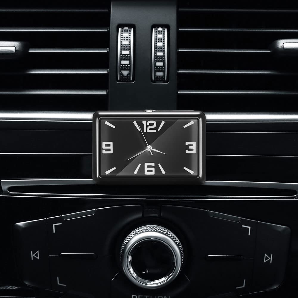 Car Mini Quartz Clock - Black Stick-On Automobile Clock, Portable & Fashionable Car Decoration for Dashboard, Office, and Home Use