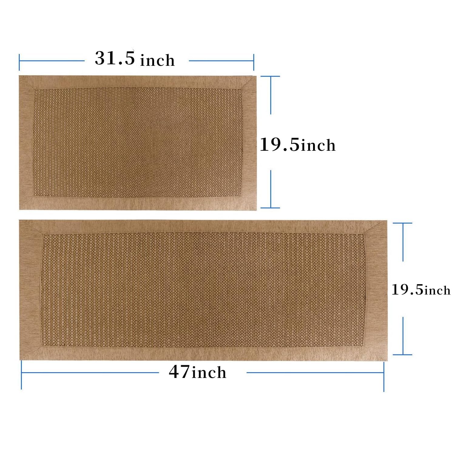 Non-Slip Washable Kitchen Rugs Set of 2 - Absorbent Farmhouse Style Floor Mats for Sink Area (19.5