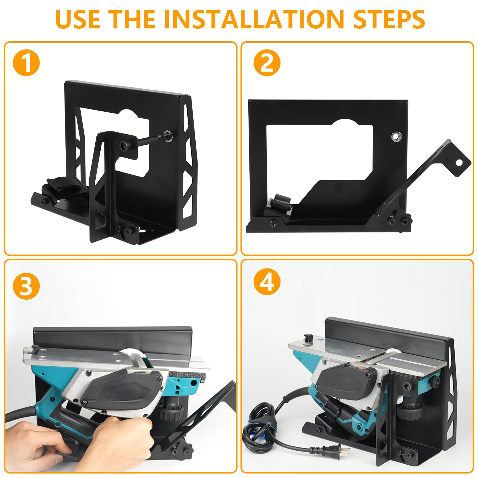 Heavy-Duty Electric Planer Stand with Flip Support - Steel Mount Bracket Includes 2 Adjustable Wrenches & Fixing Screws - Portable Workbench Accessory for Woodworking, DIY Projects & Professional Use (Black)