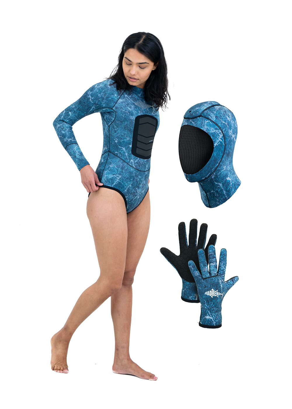 Adreno Women's Ascension 2.5mm Neoprene Spring Wetsuit with Diving Gloves & Hood Set - Perfect for Snorkeling, Scuba Diving & Water Sports