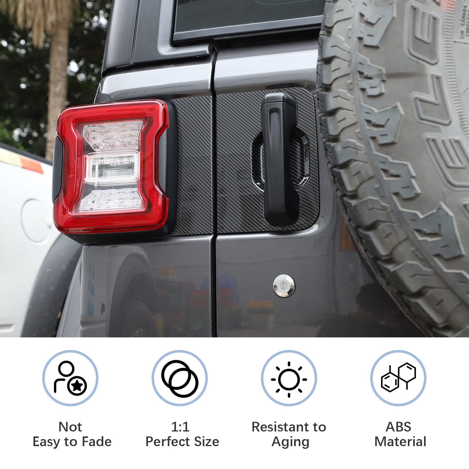 Premium Carbon Fiber Tailgate Handle Panel Trim Cover for 2018-2025 Jeep Wrangler JL JLU & Gladiator JT - Durable Exterior Accessories Upgrade for Off-Road & Daily Driving
